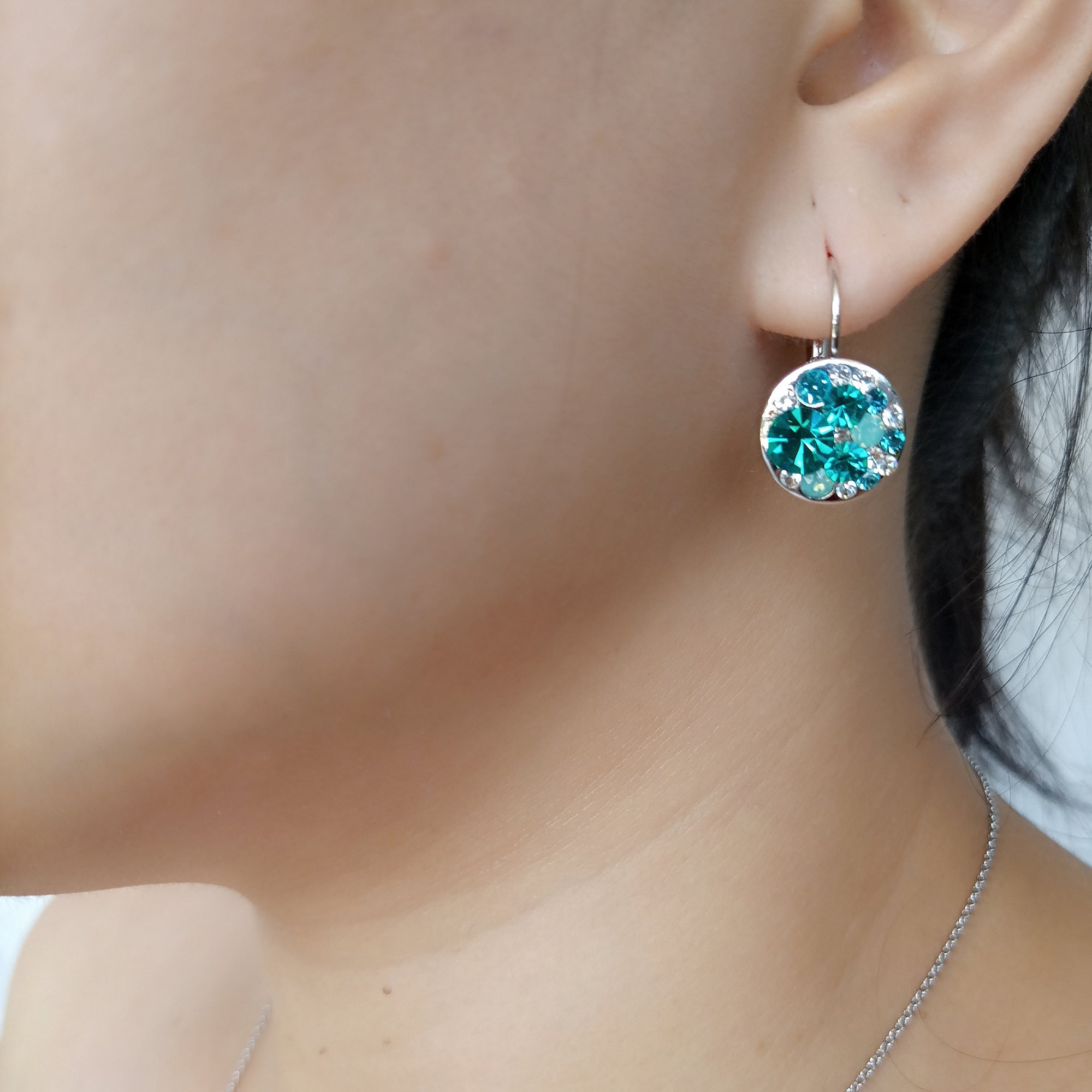 Aurora Crystal Cluster Leverback Earrings