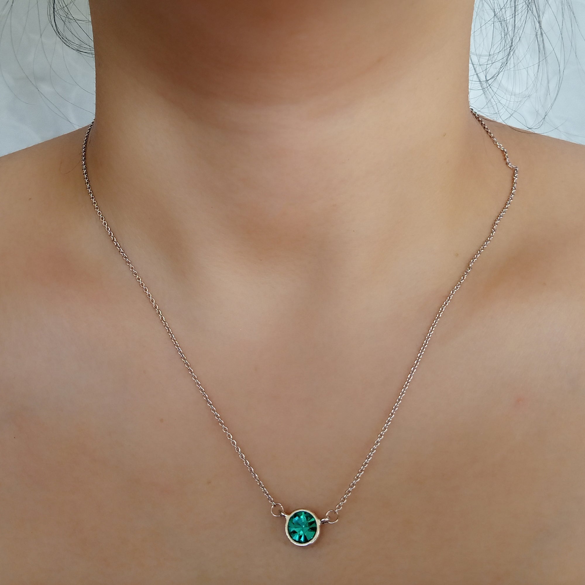 Blue Zircon (December) Birthstone Necklace