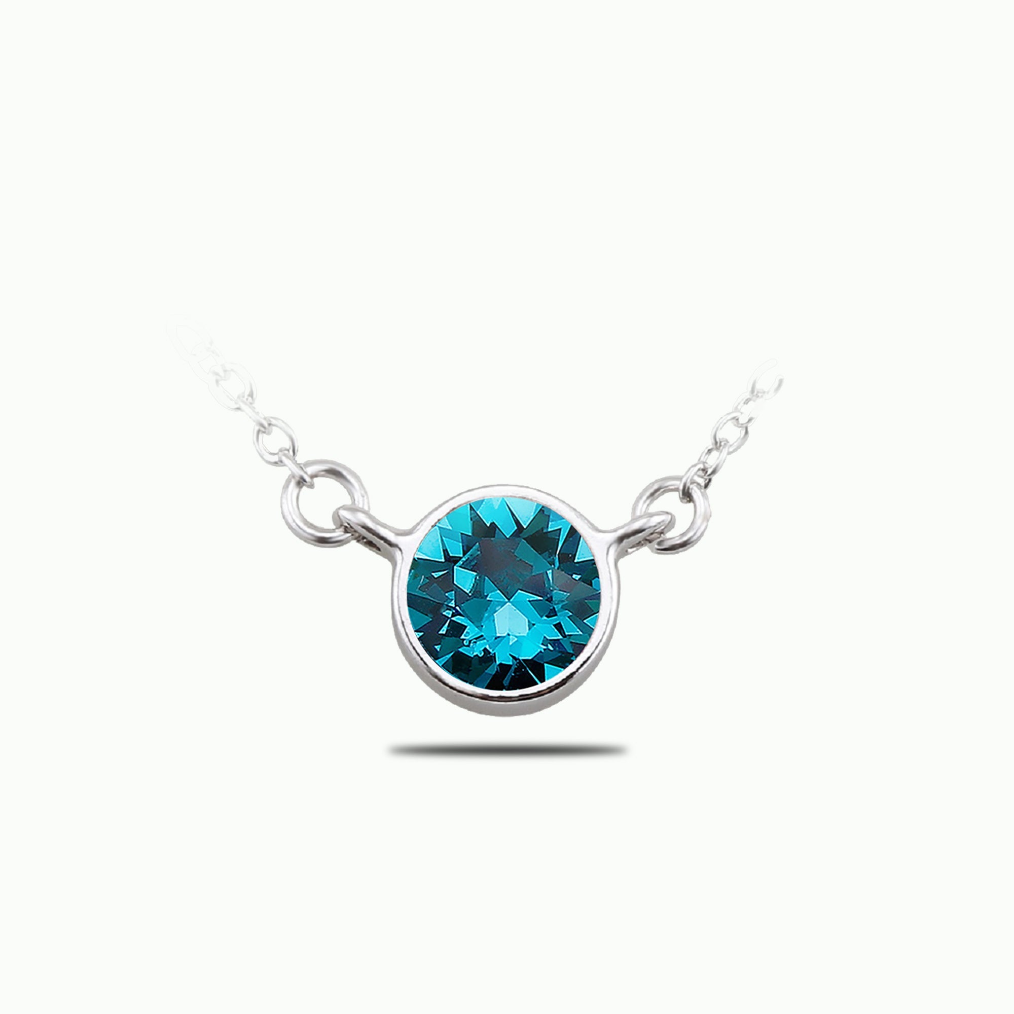 Blue Zircon (December) Birthstone Necklace