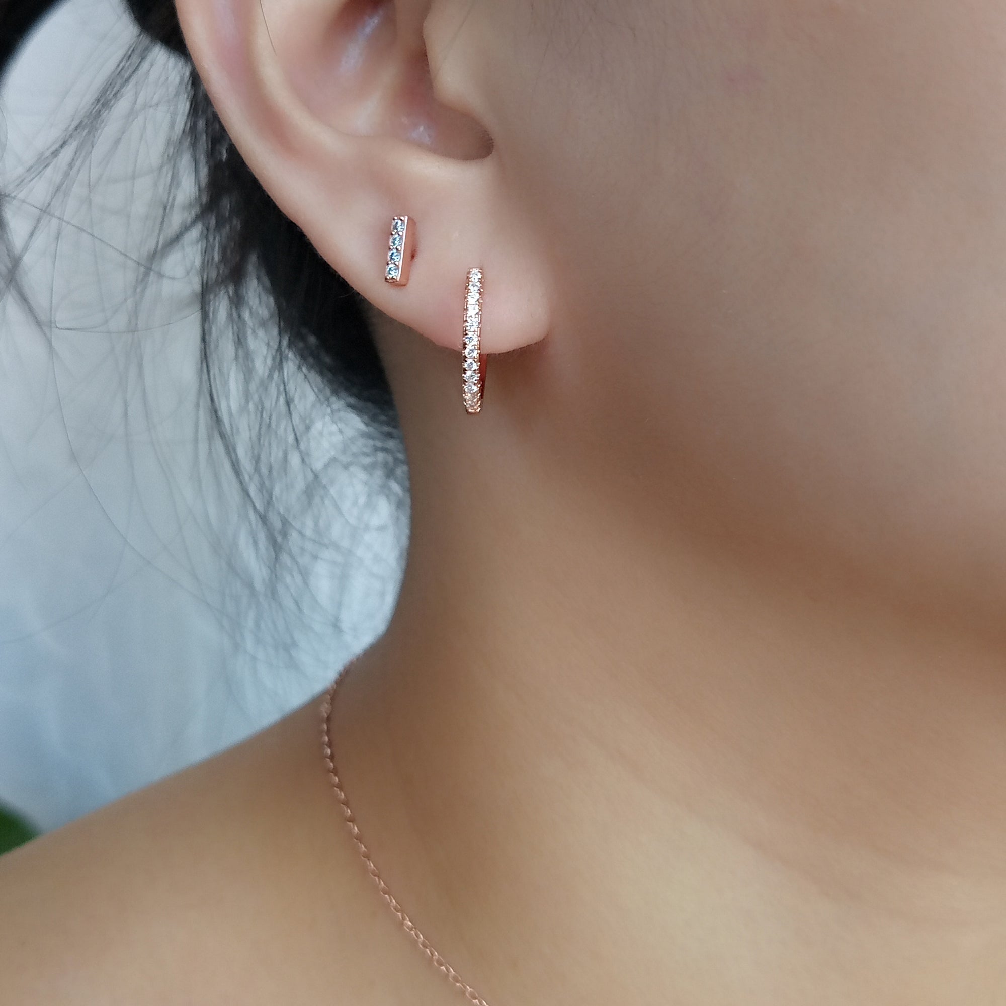 Rose Gold Pavé Hoop Earrings