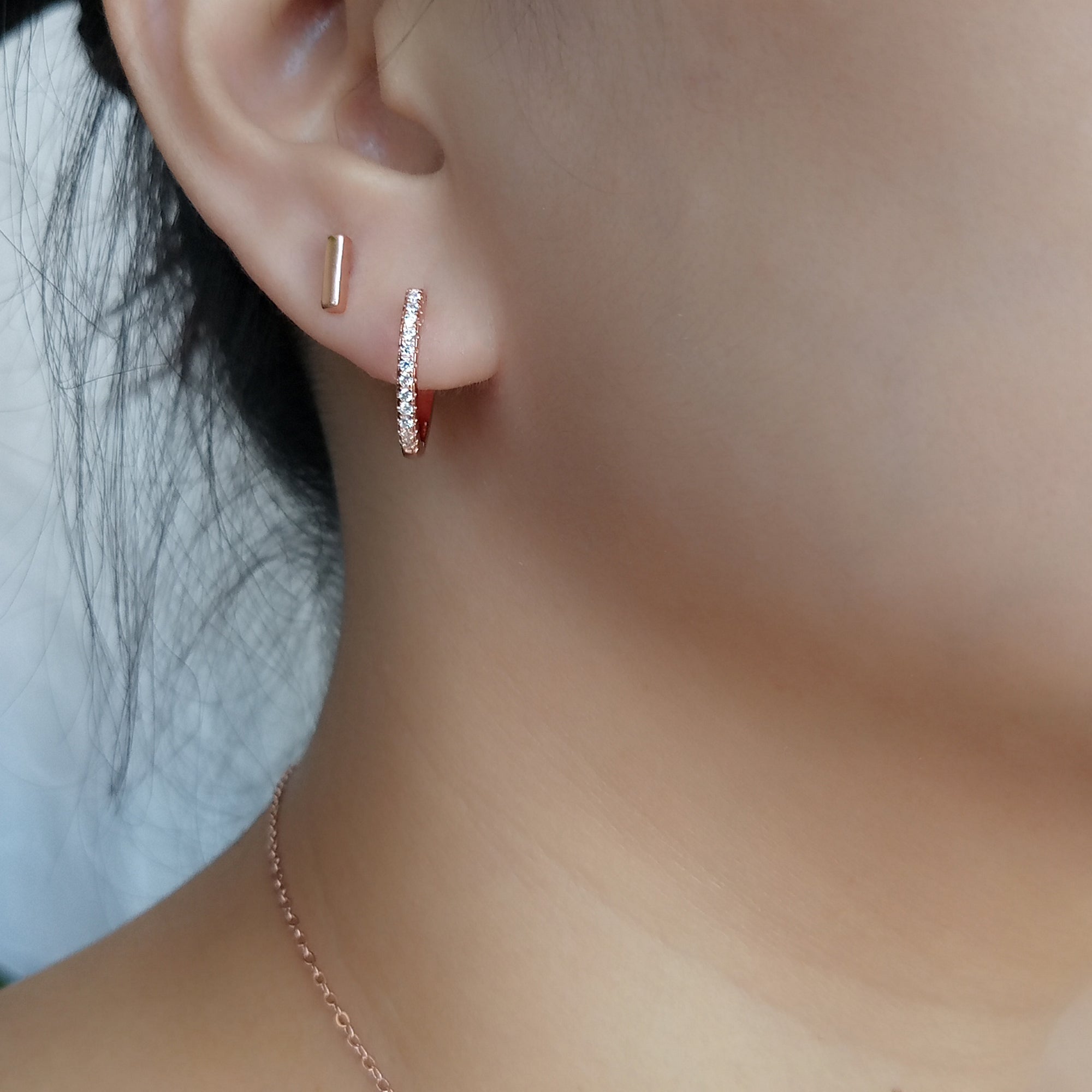 Rose Gold Pavé Hoop Earrings