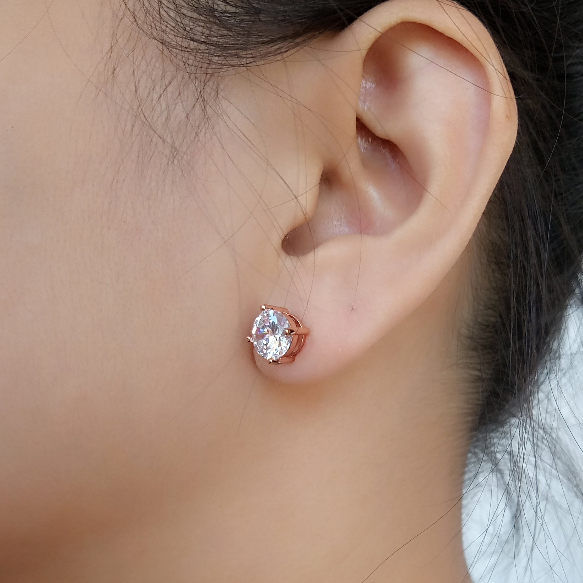Rose Gold Solitaire Stud Earrings