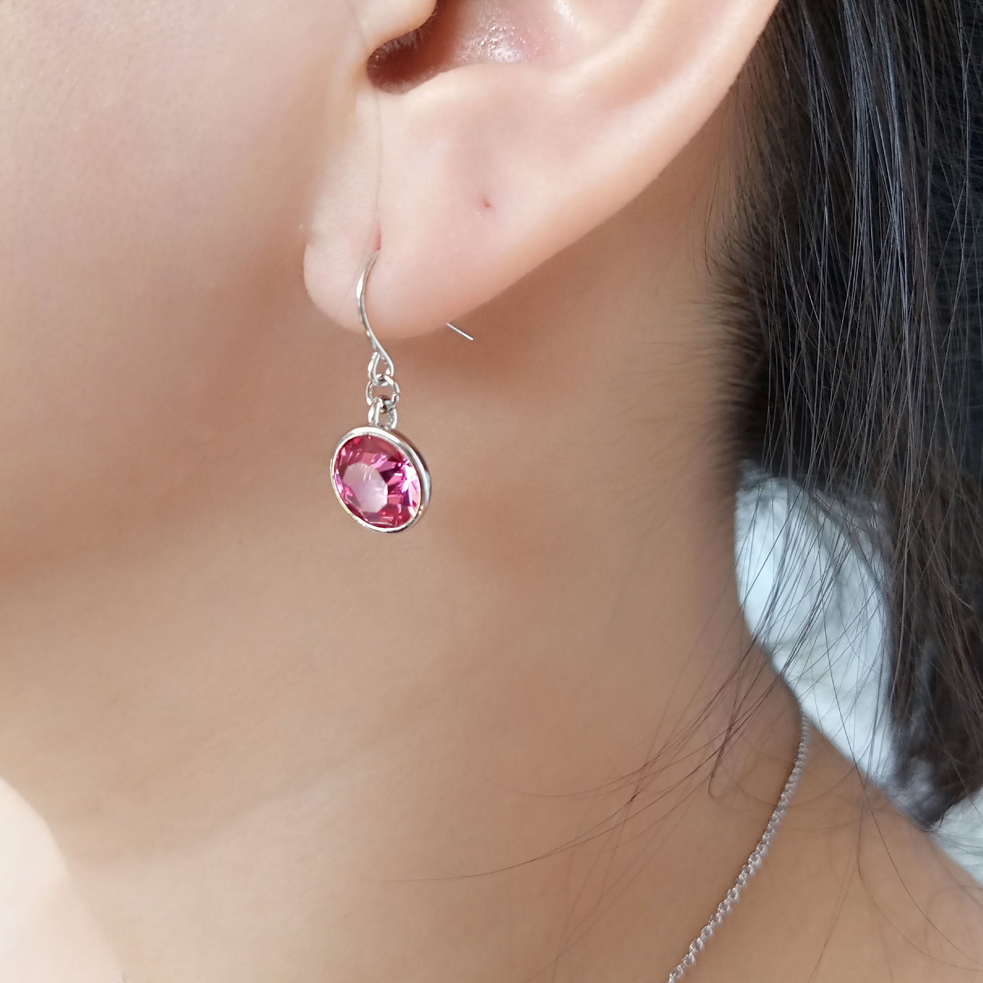 Rose Pink Crystal Drop Earrings