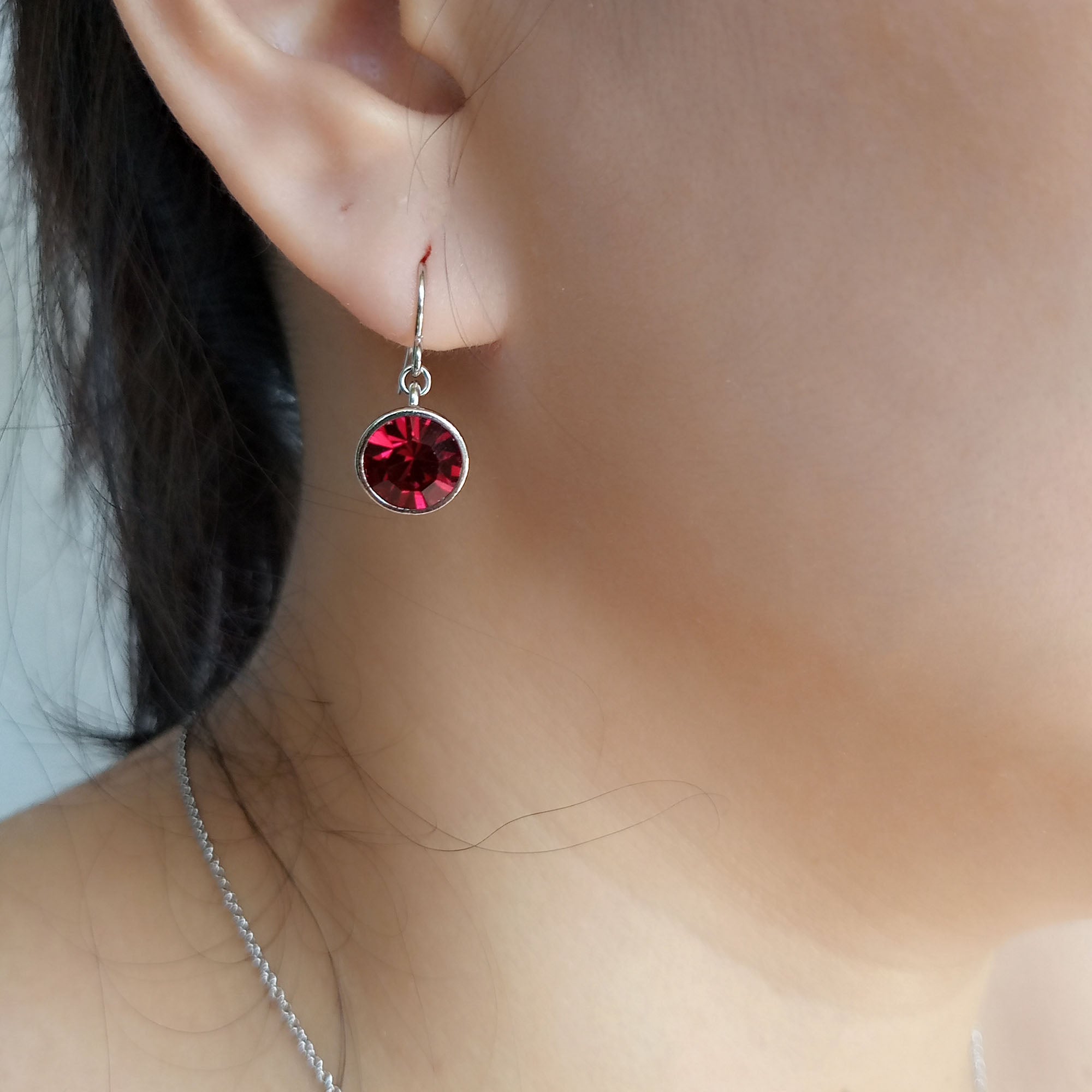 Ruby Crystal Drop Earrings
