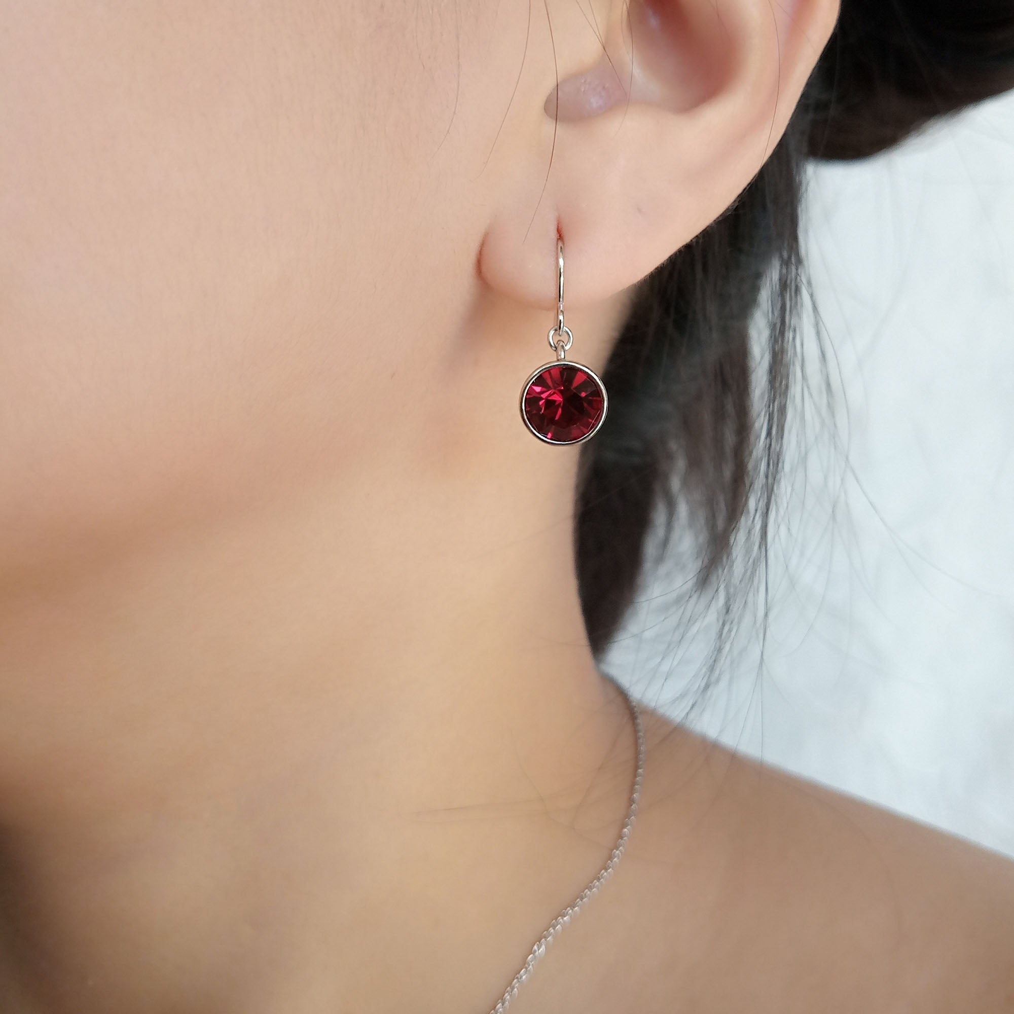 Ruby Crystal Drop Earrings