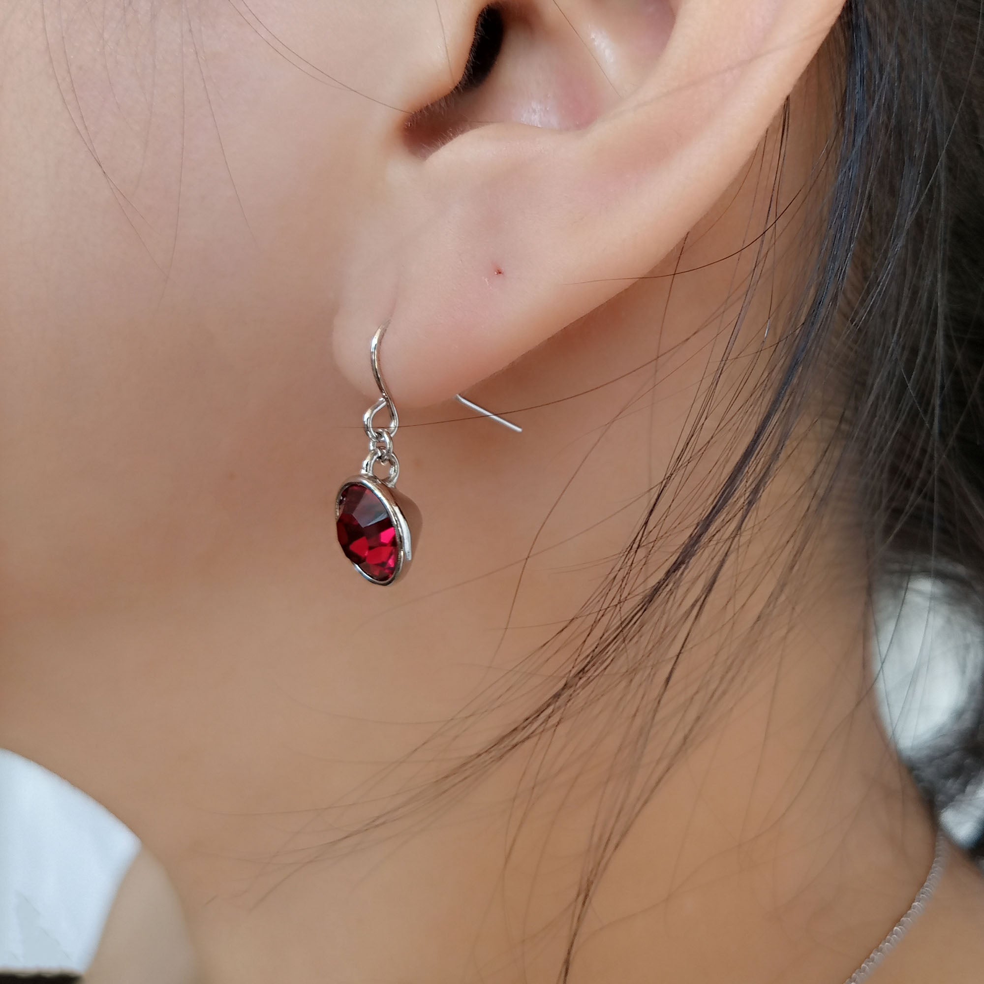 Ruby Crystal Drop Earrings