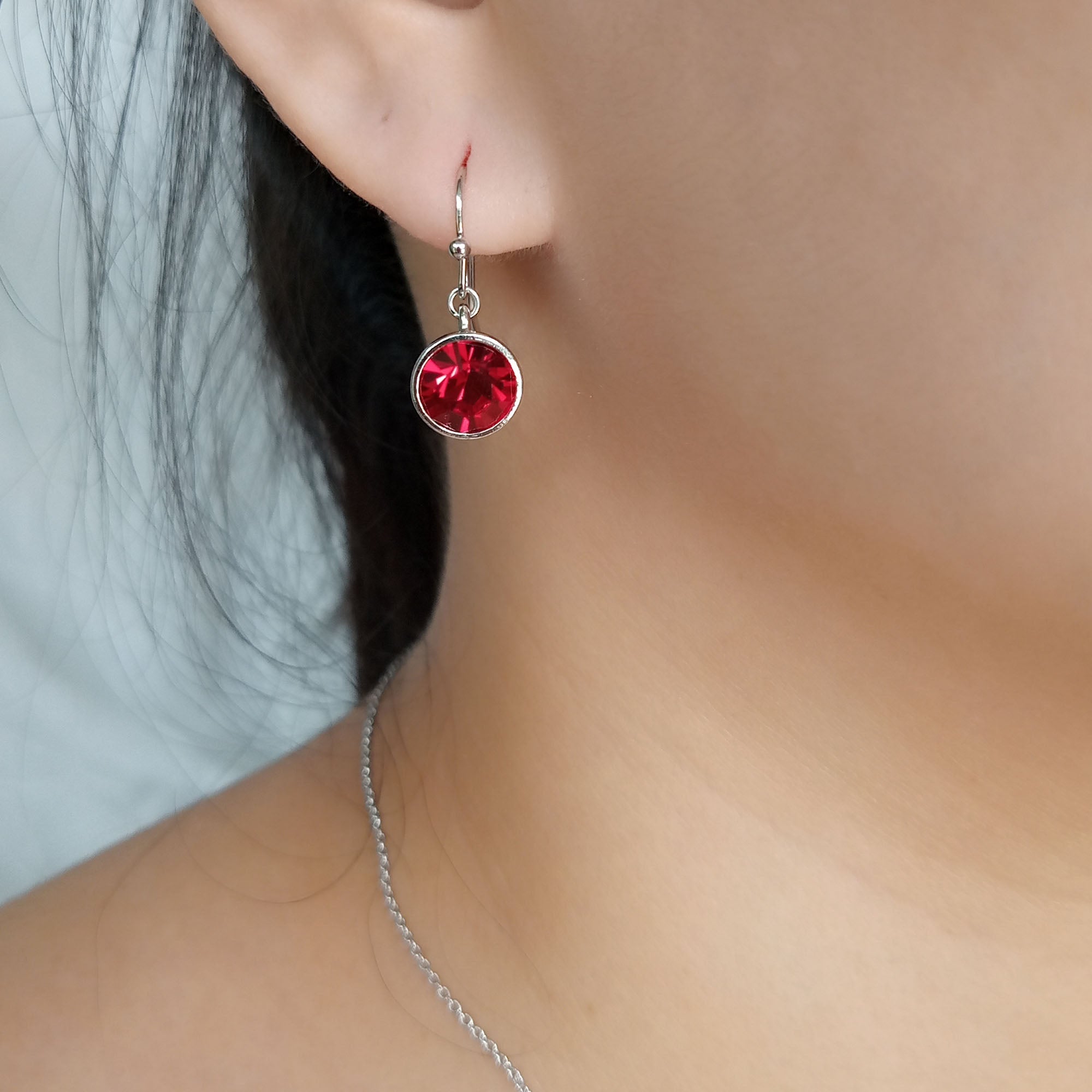 Siam Red Crystal Drop Earrings