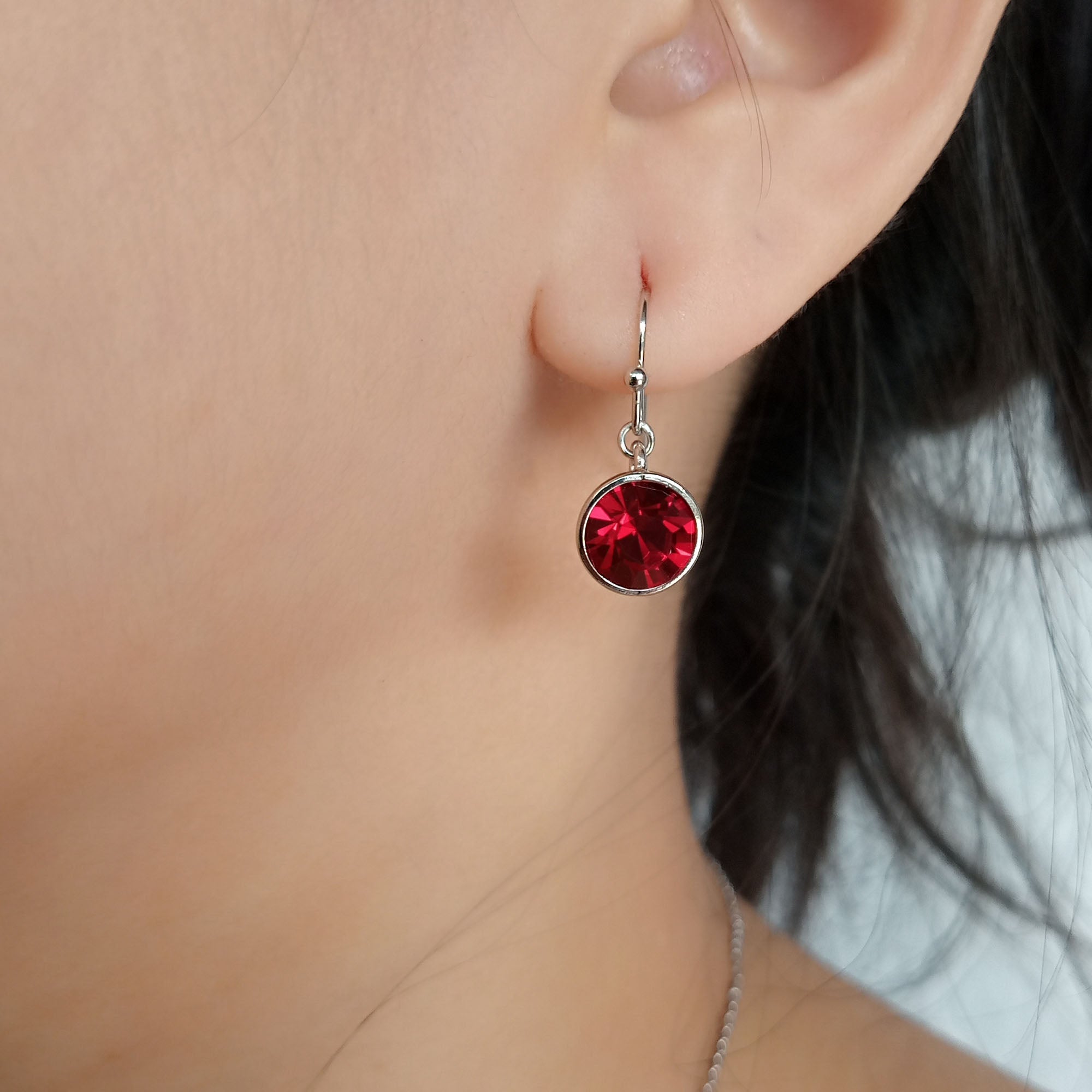Siam Red Crystal Drop Earrings