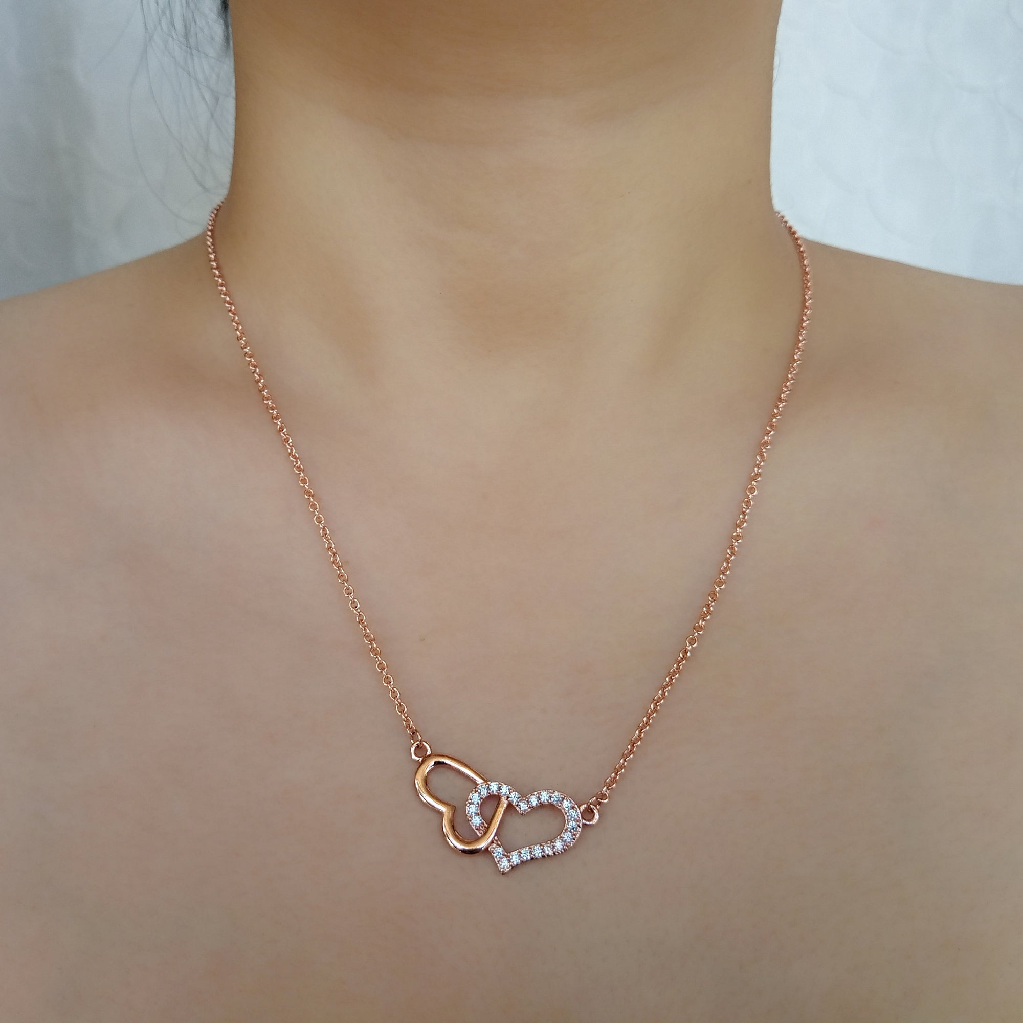 Rose Gold Double Heart Necklace