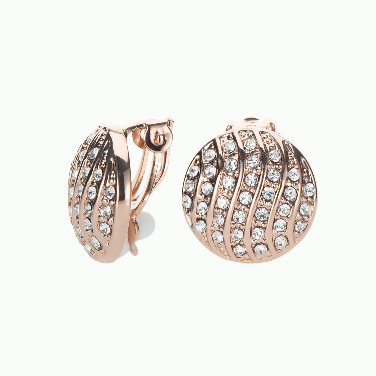 Gold Pavé Clip Earrings