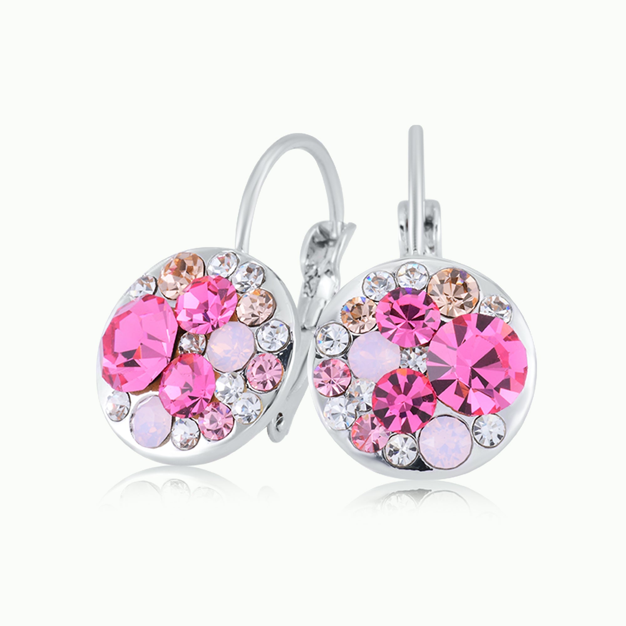 Purple Crystal Cluster Leverback Earrings