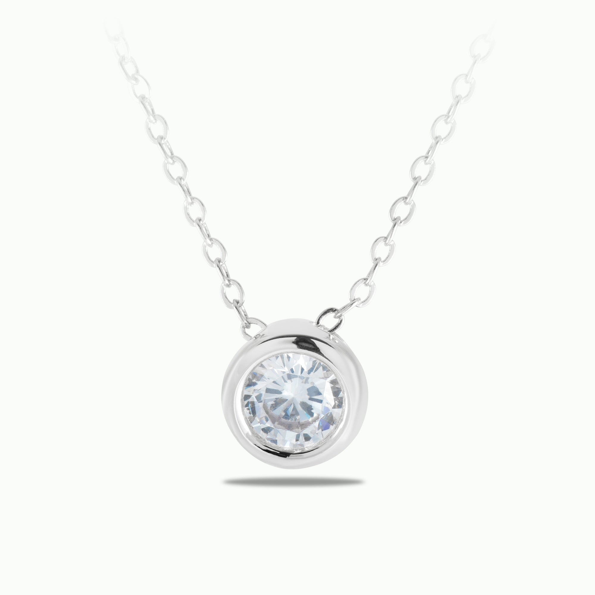 Silver Bezel Solitaire Necklace