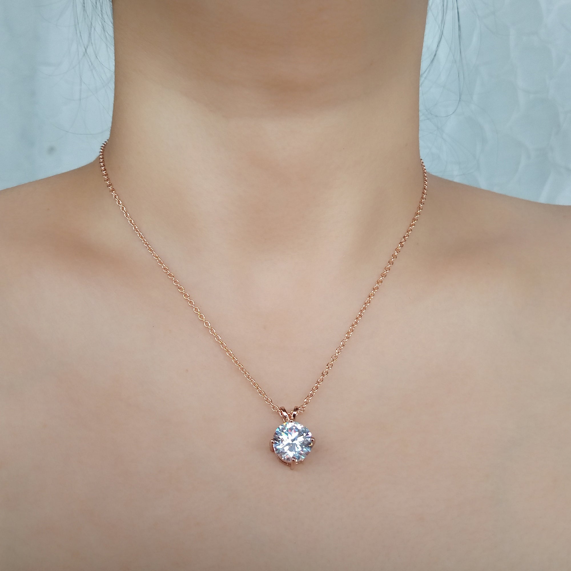 Rose Gold Solitaire Necklace