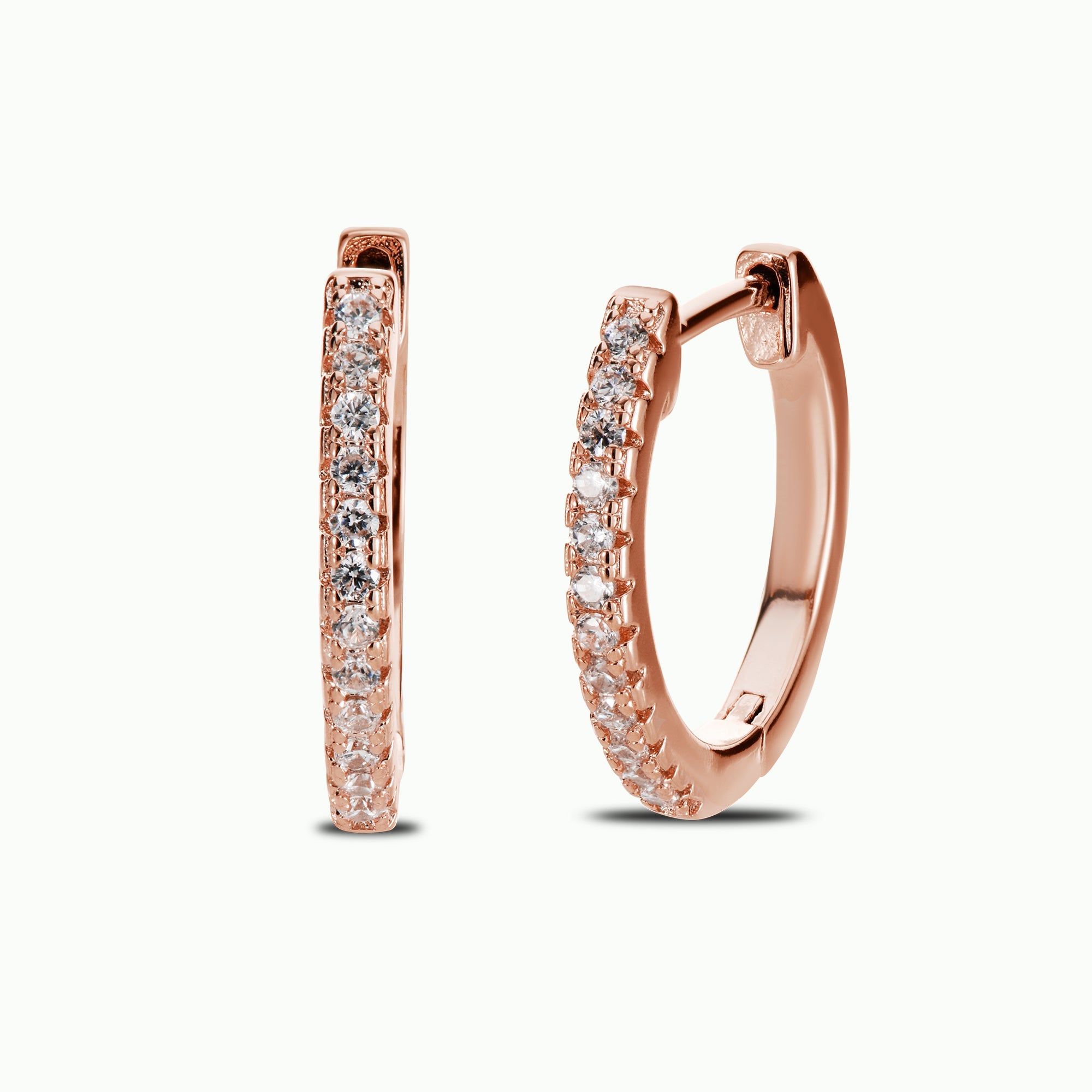 Rose Gold Pavé Hoop Earrings
