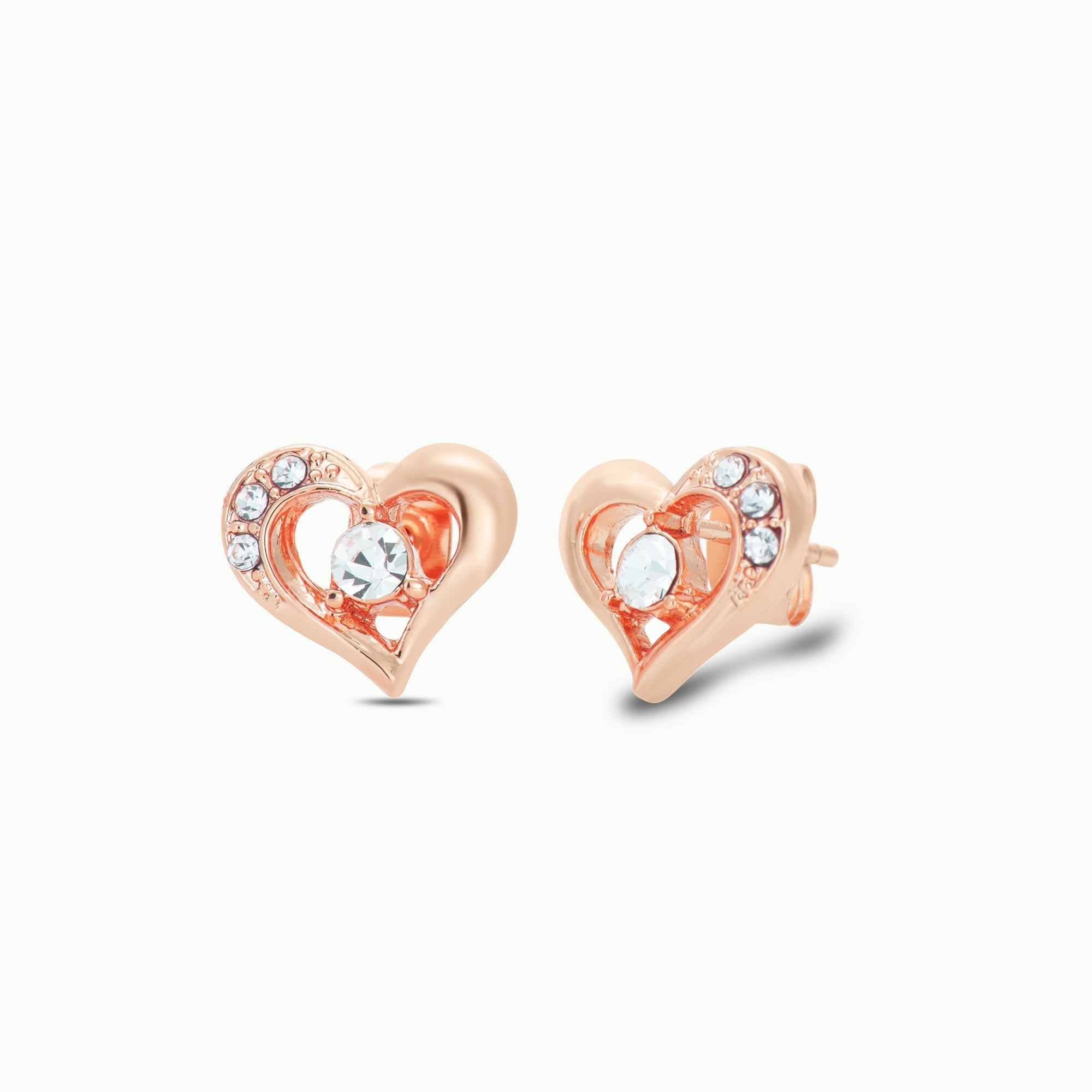 Rose Gold Open Heart Stud Earrings