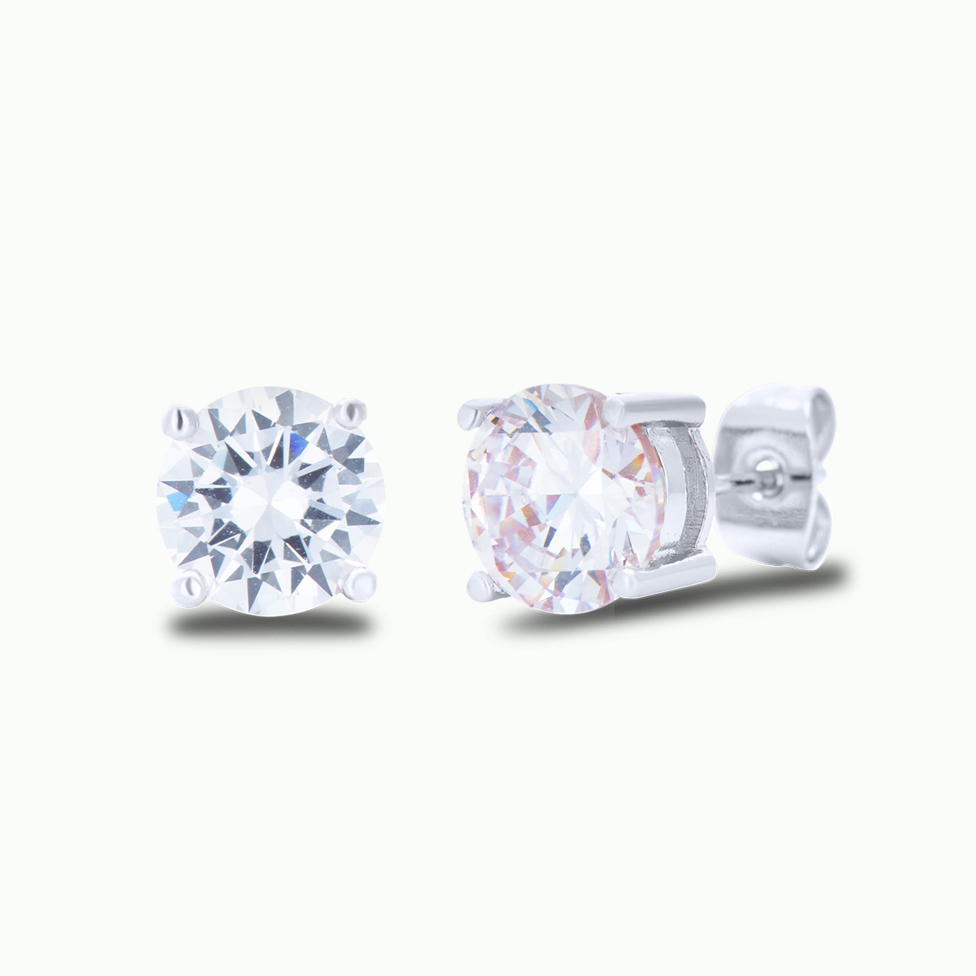 Silver Solitaire Stud Earrings