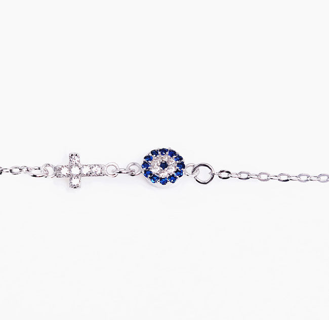 Cross and Evil Eye Bracelet | Upsera