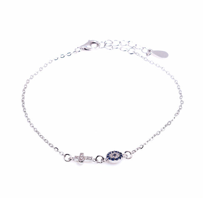 Cross and Evil Eye Bracelet | Upsera