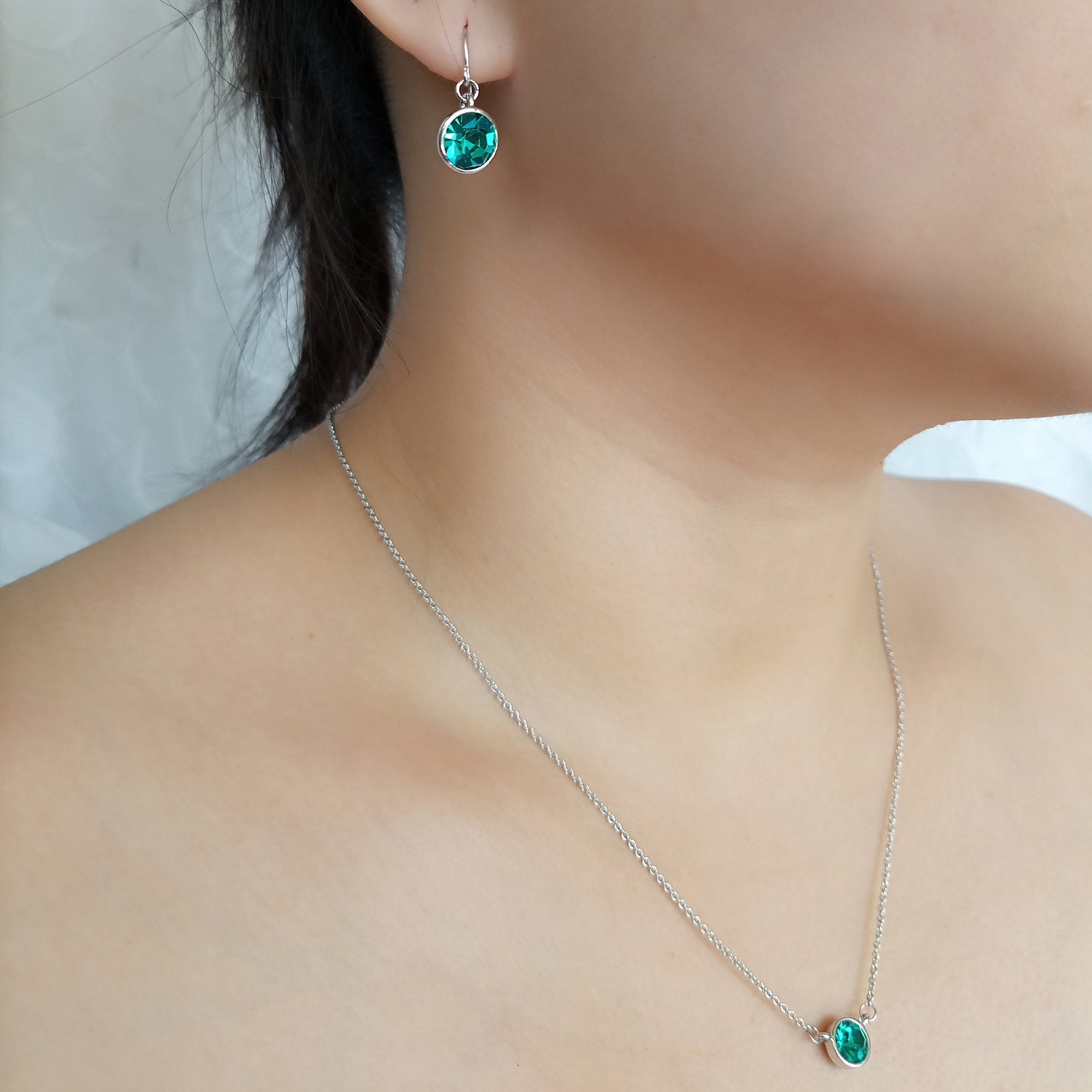 Blue Zircon Bezel Set Solitaire Pendant | Upsera