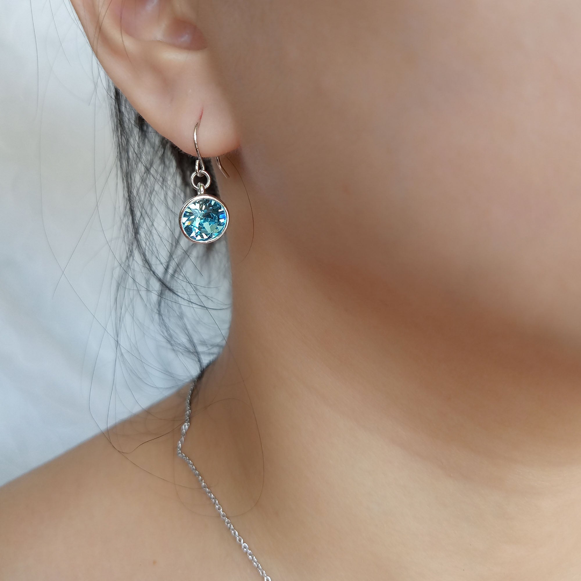 Round Crystal Dangle Earrings | Upsera
