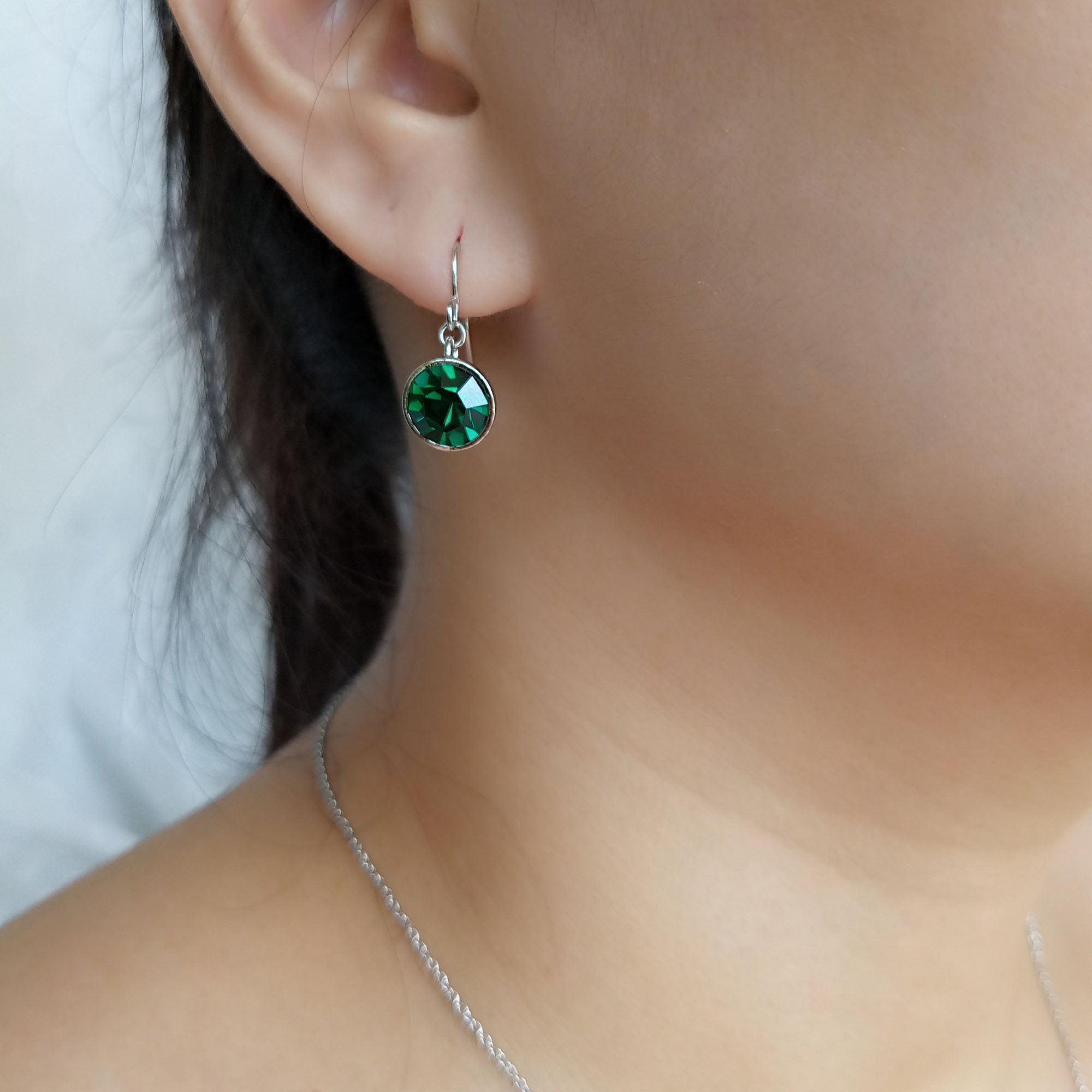 Emerald Crystal Dangle Earrings | Upsera