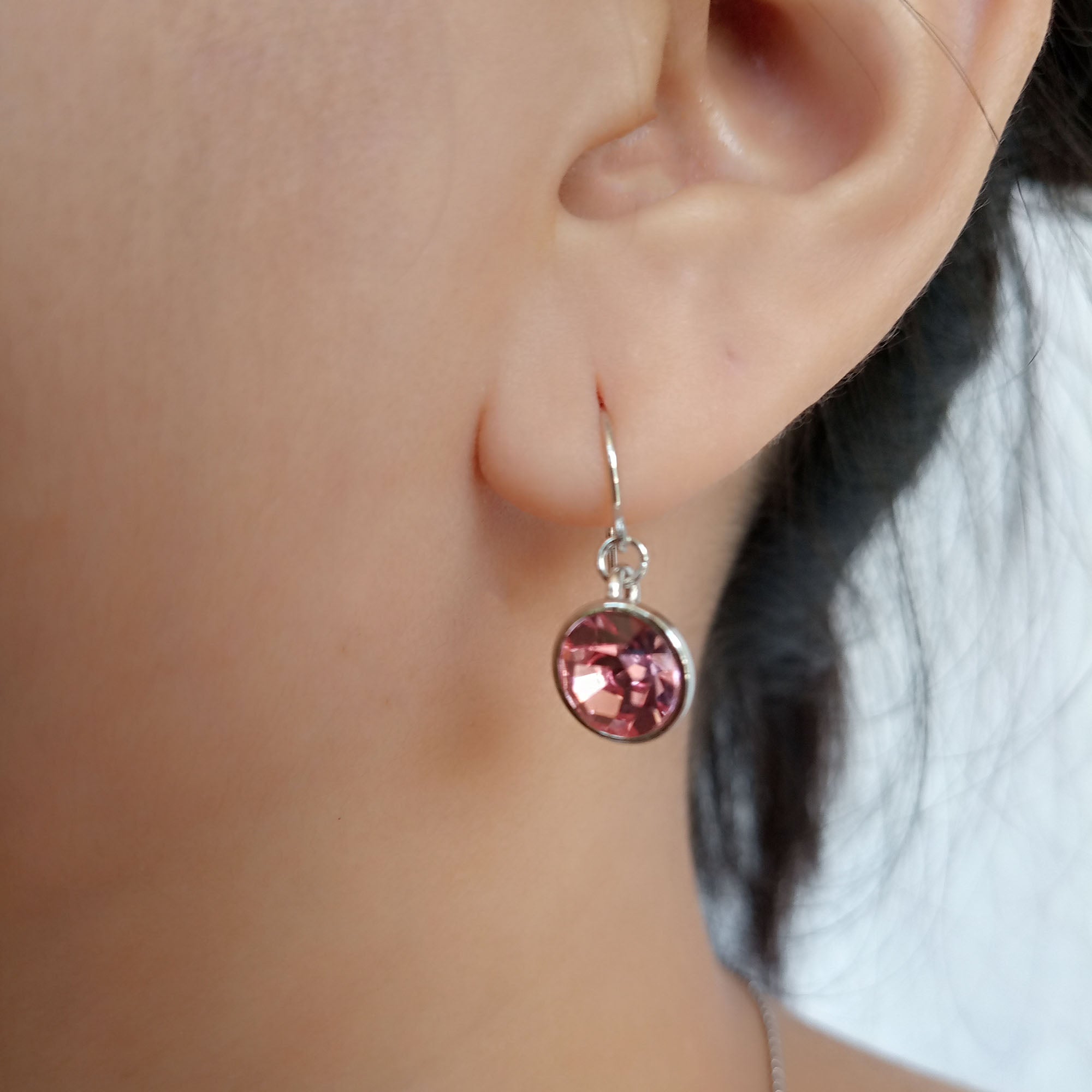 Light Pink Crystal Dangle Earrings | Upsera