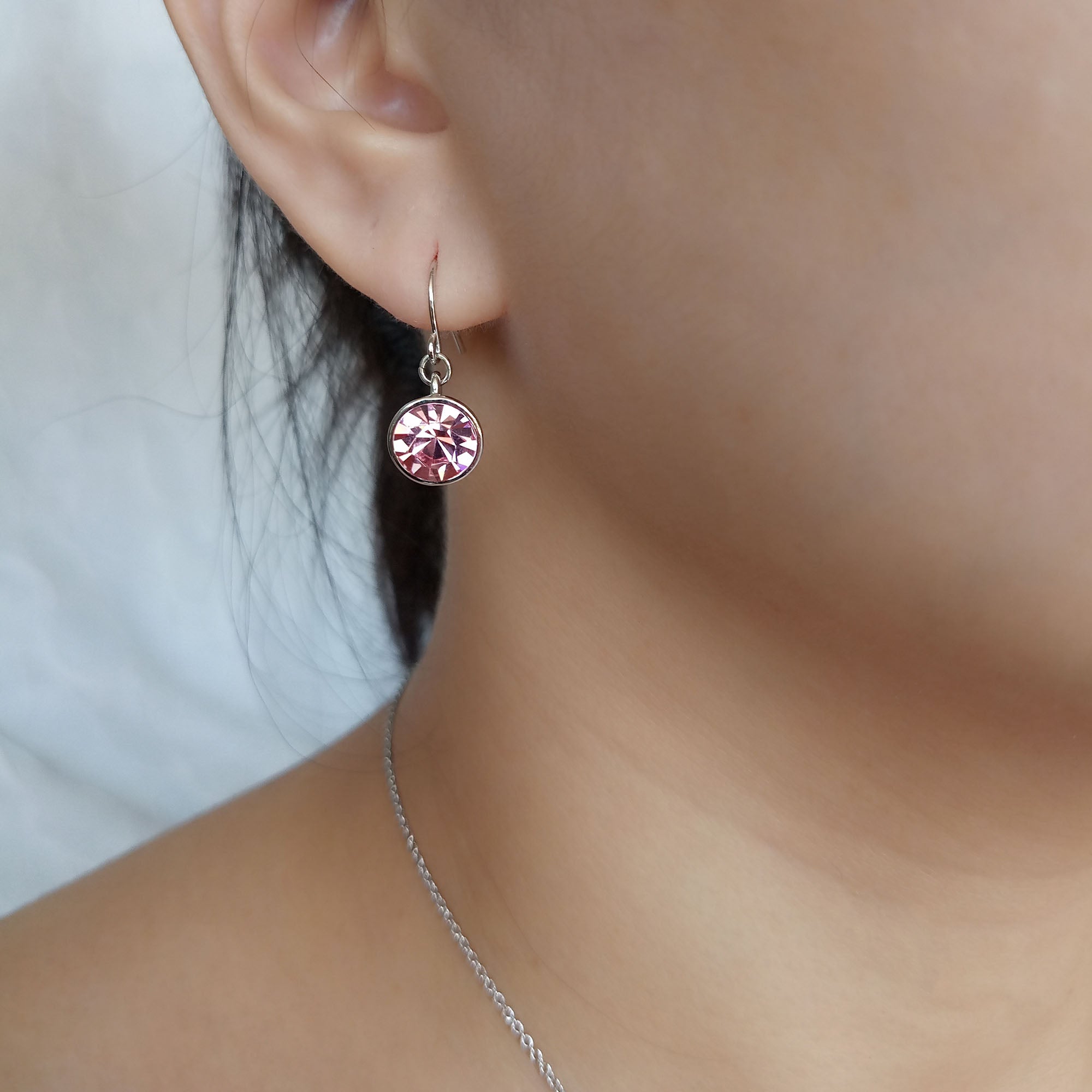 Light Pink Crystal Dangle Earrings | Upsera