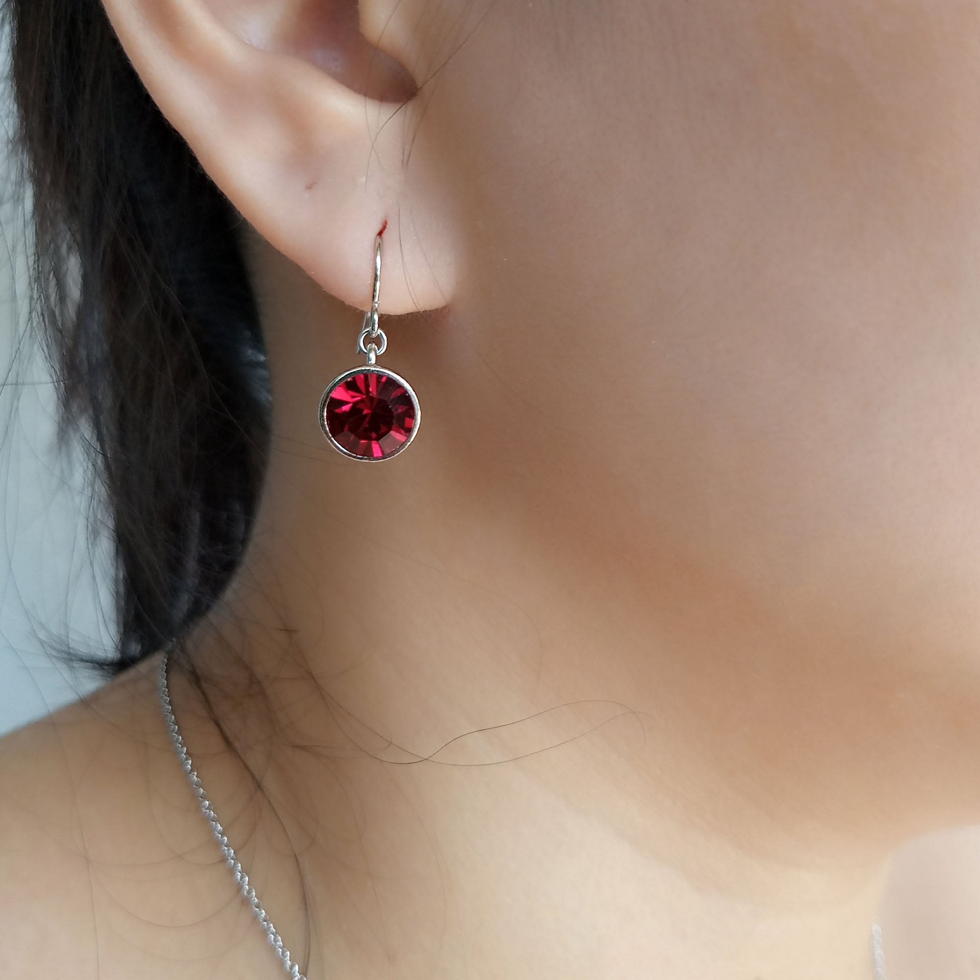 Ruby Crystal Dangle Earrings | Upsera