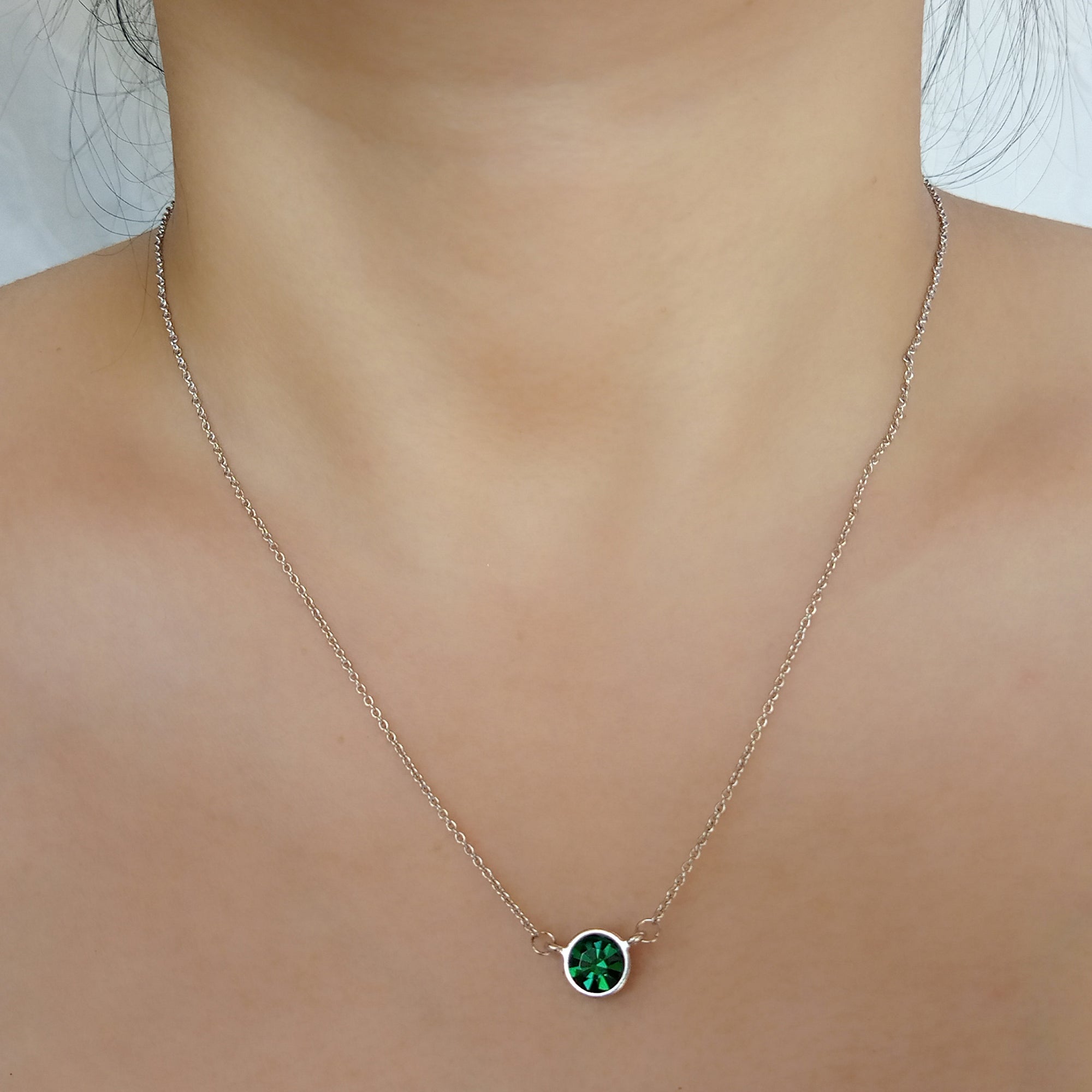 Emerald Bezel Set Solitaire Pendant | Upsera