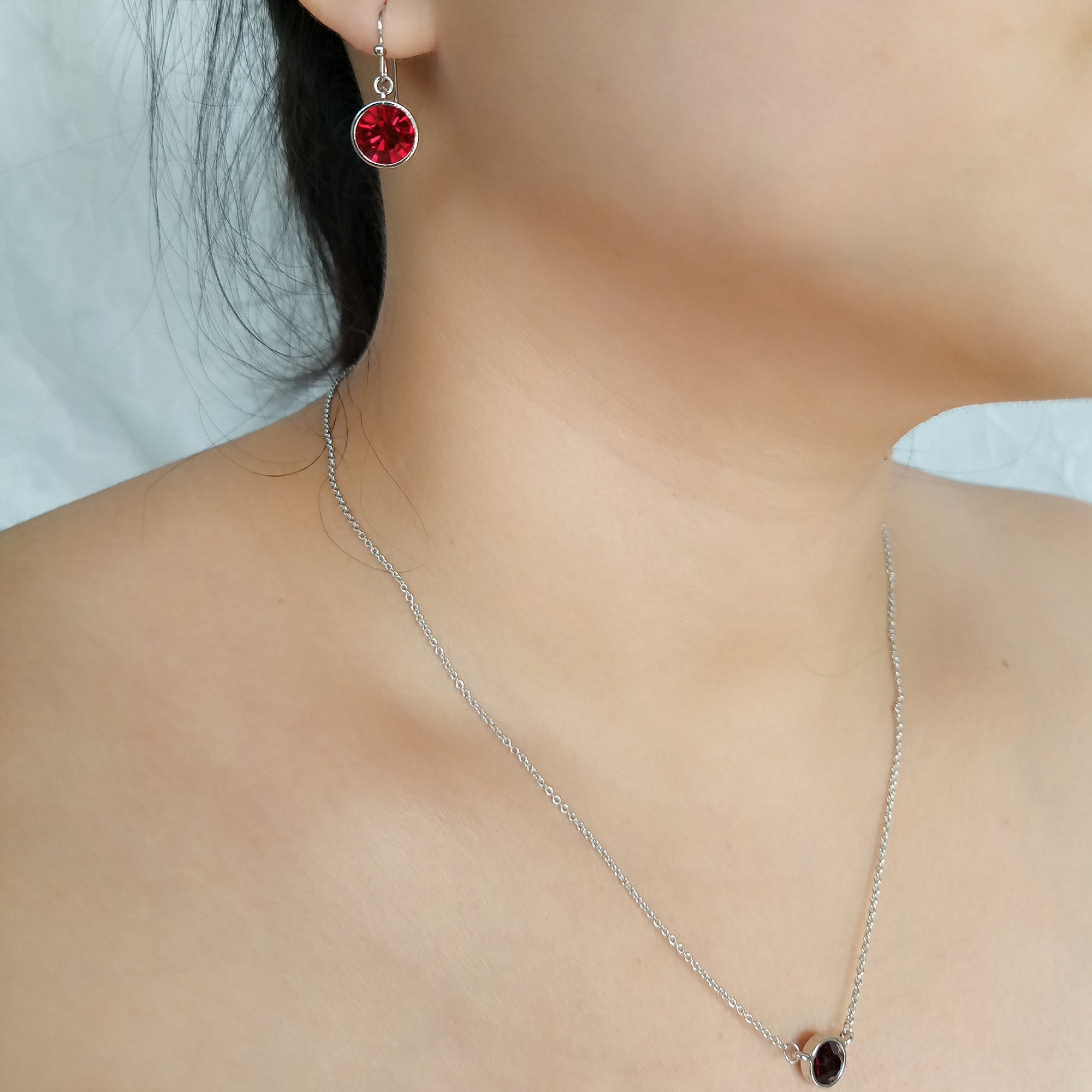 Garnet Bezel Set Solitaire Pendant | Upsera