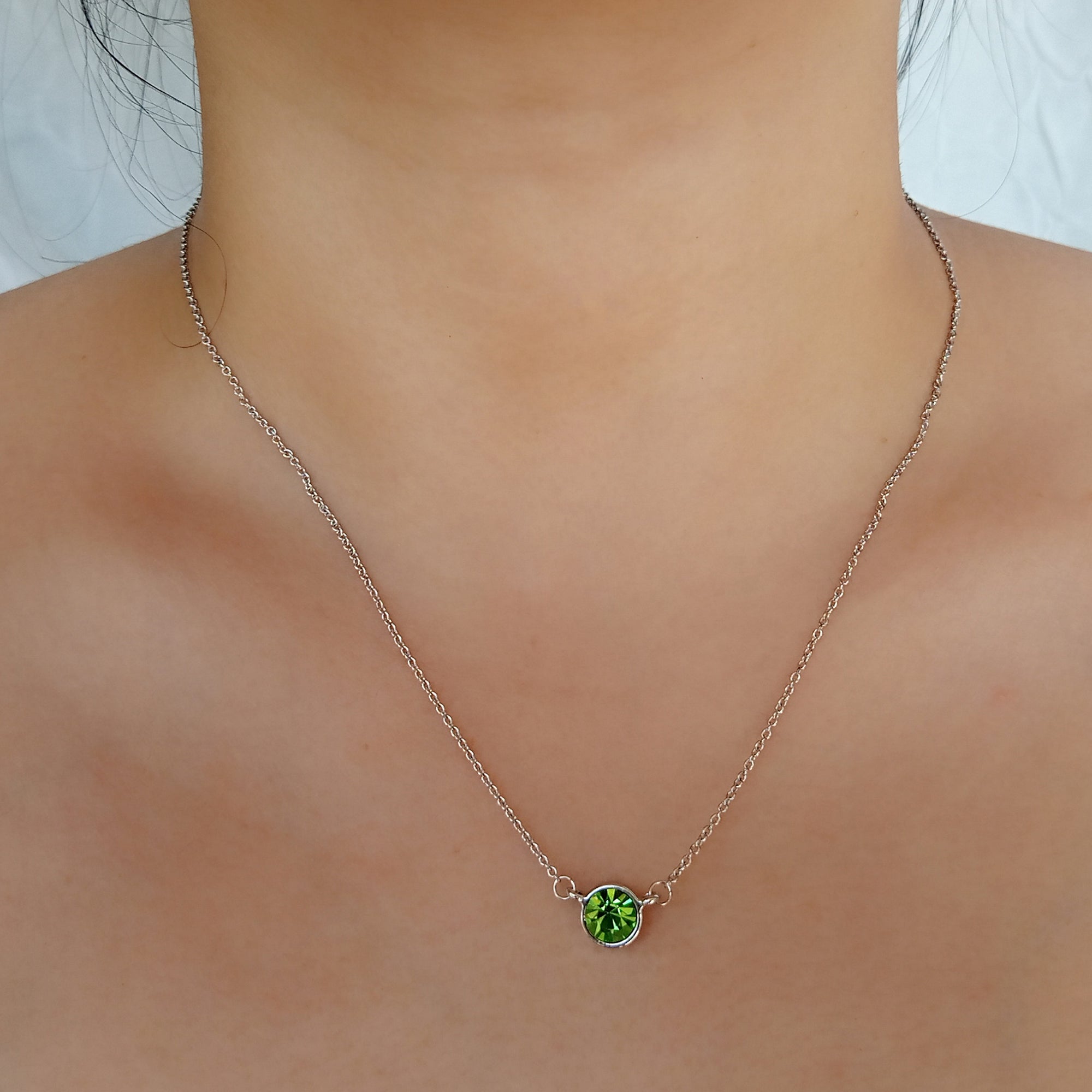 Peridot Bezel Set Solitaire Pendant | Upsera