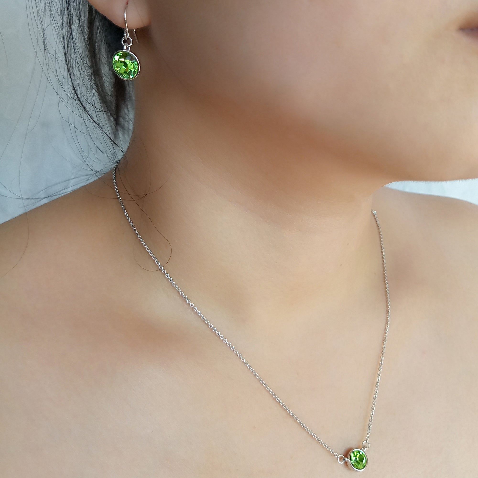 Peridot Bezel Set Solitaire Pendant | Upsera