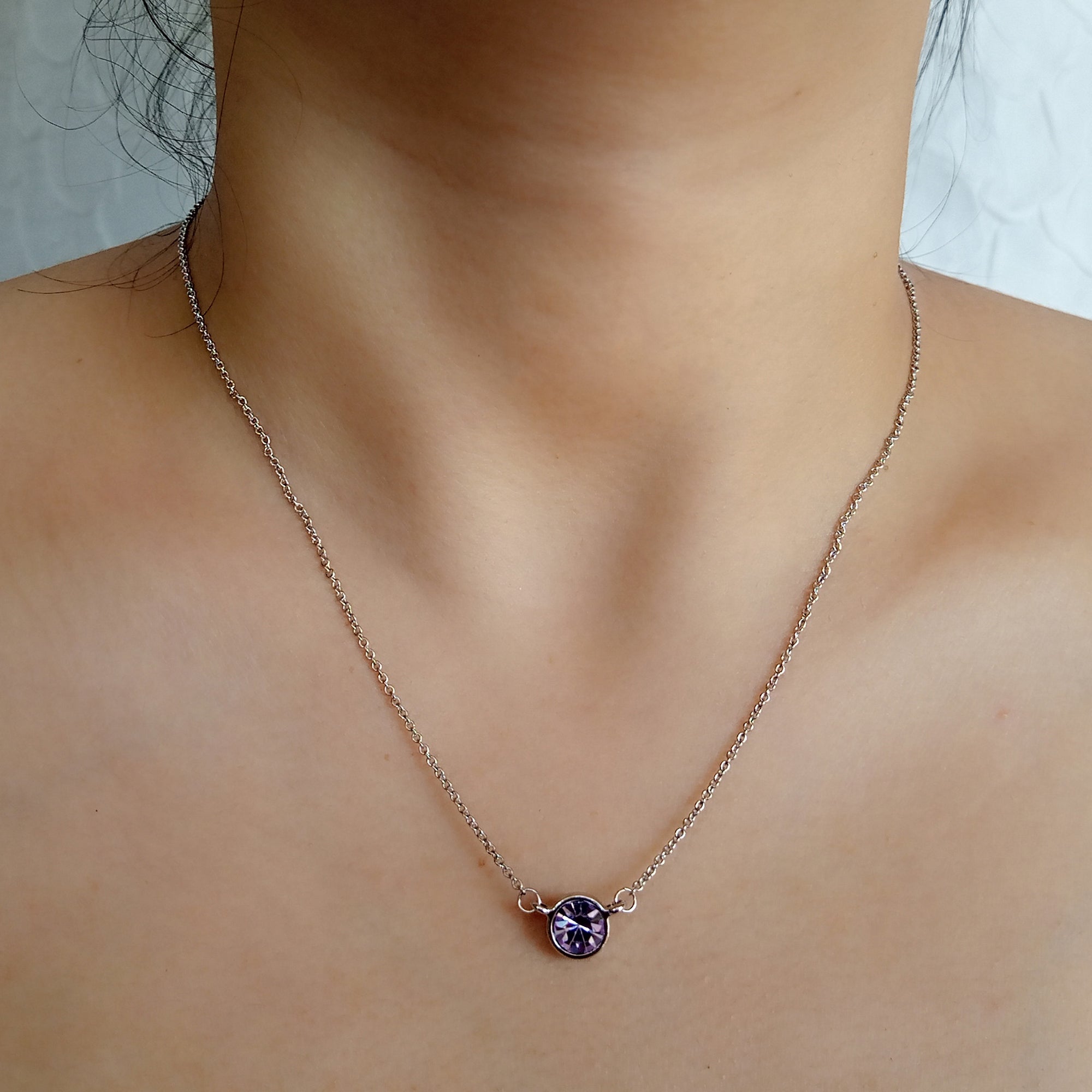 Violet Bezel Set Solitaire Pendant | Upsera