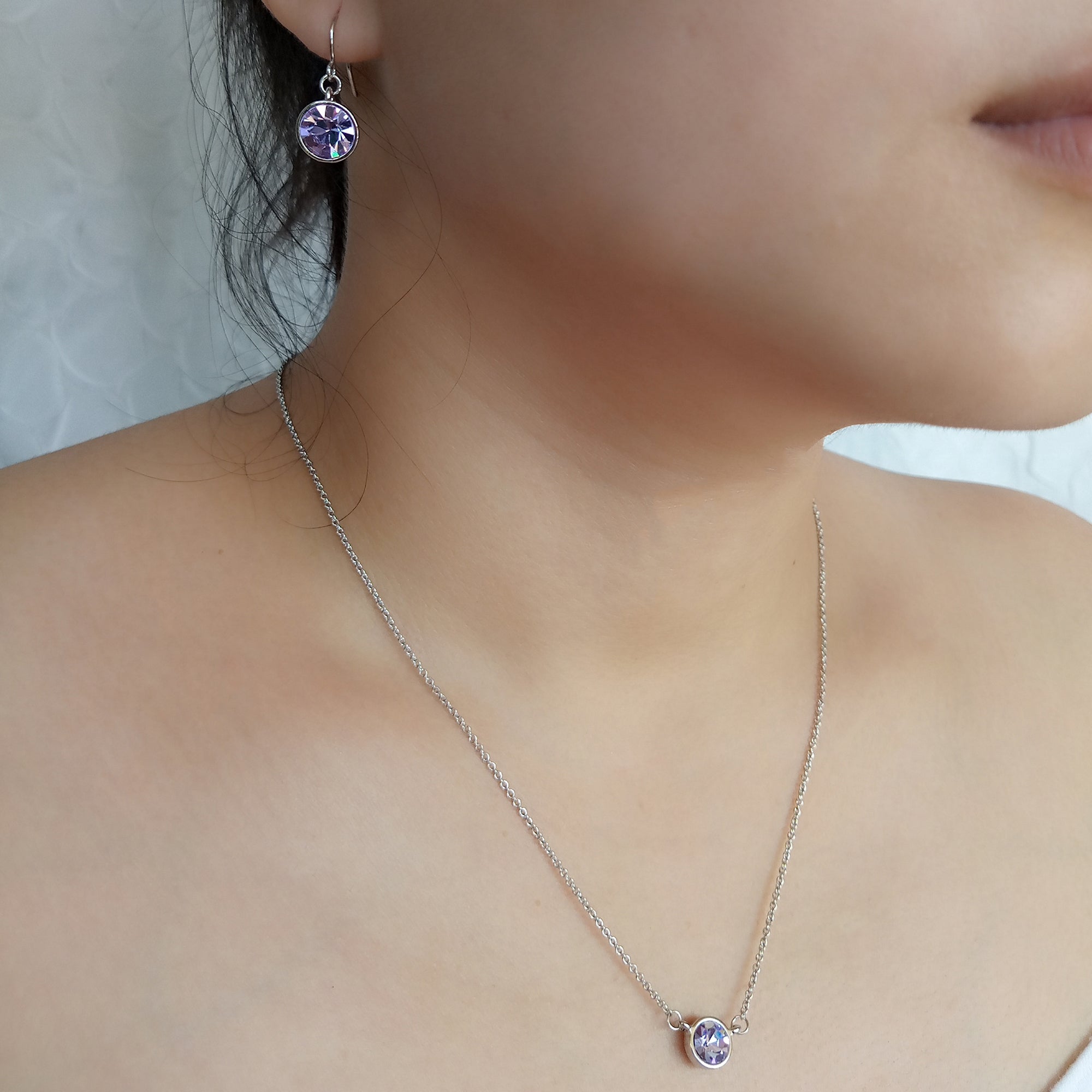 Violet Bezel Set Solitaire Pendant | Upsera