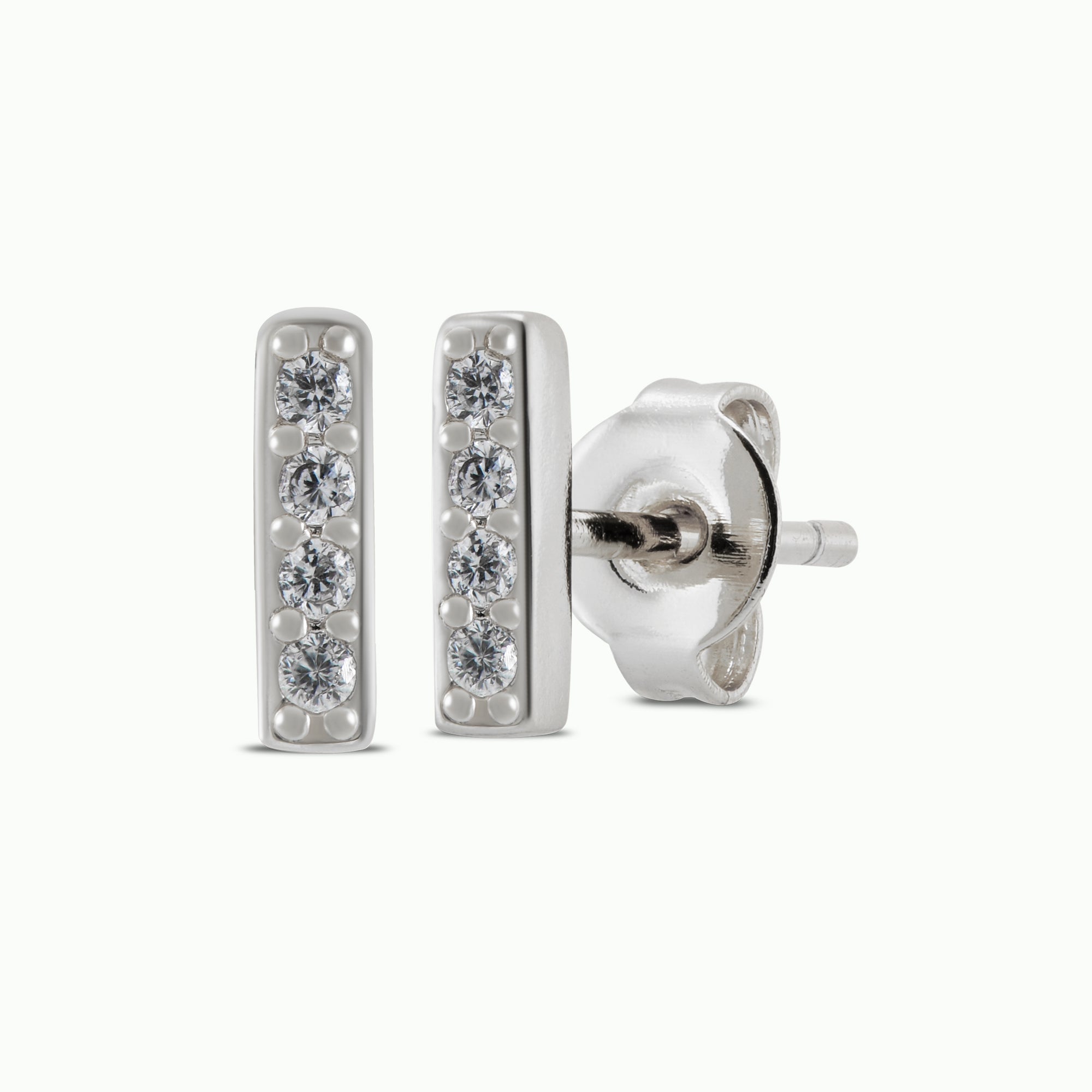 Pave Mini Bar Stud Earrings