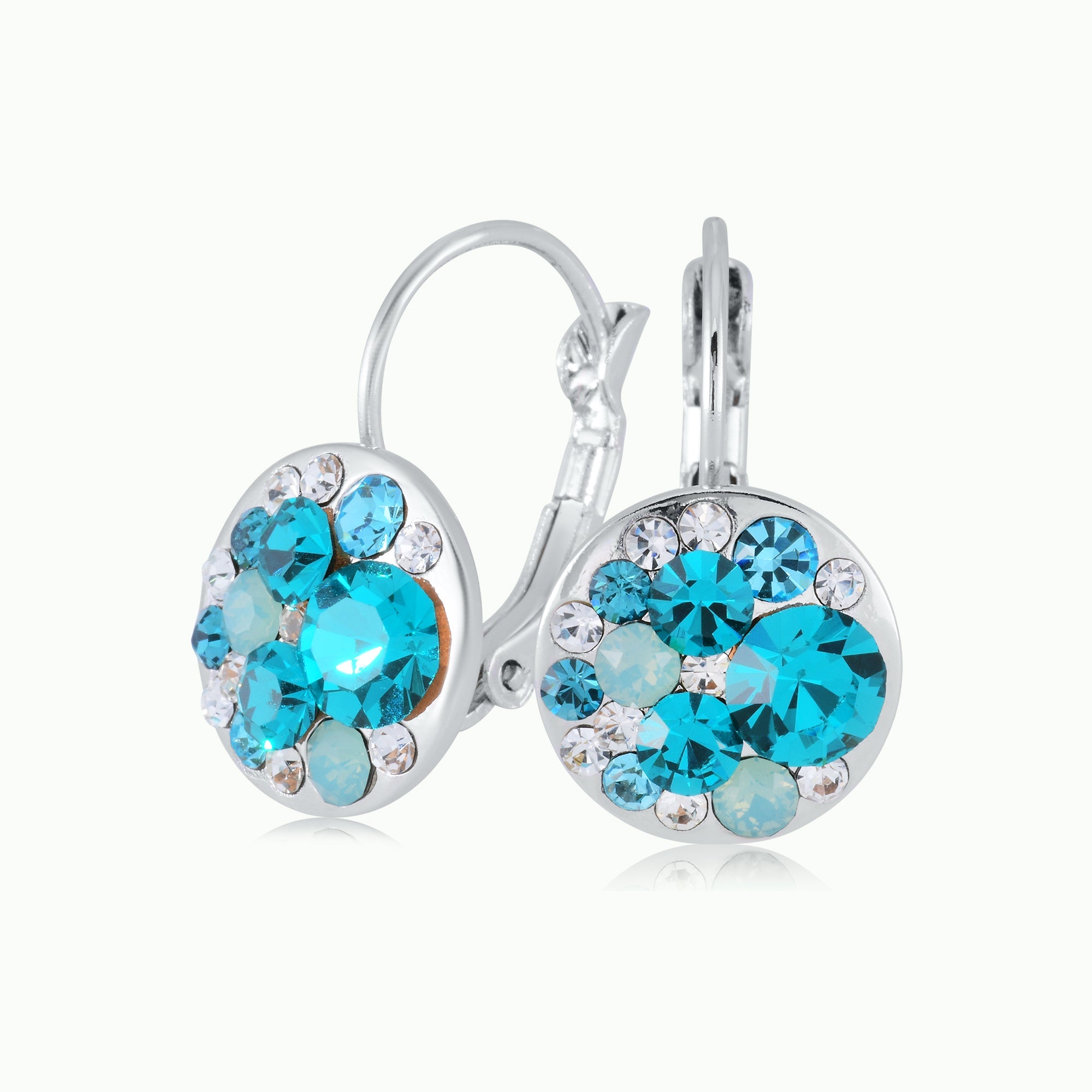 Aurora Crystal Cluster Leverback Earrings