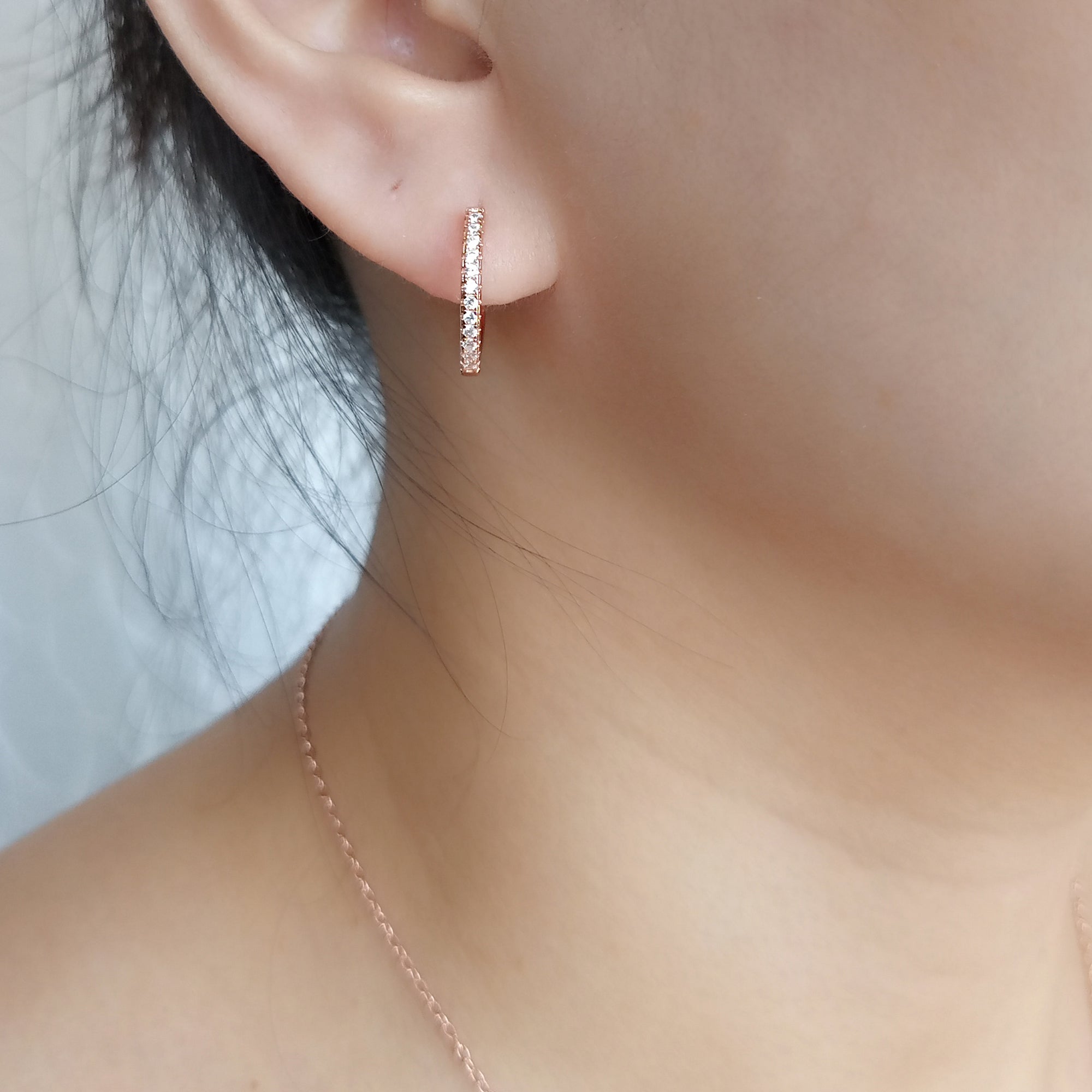 Rose Gold Pavé Hoop Earrings