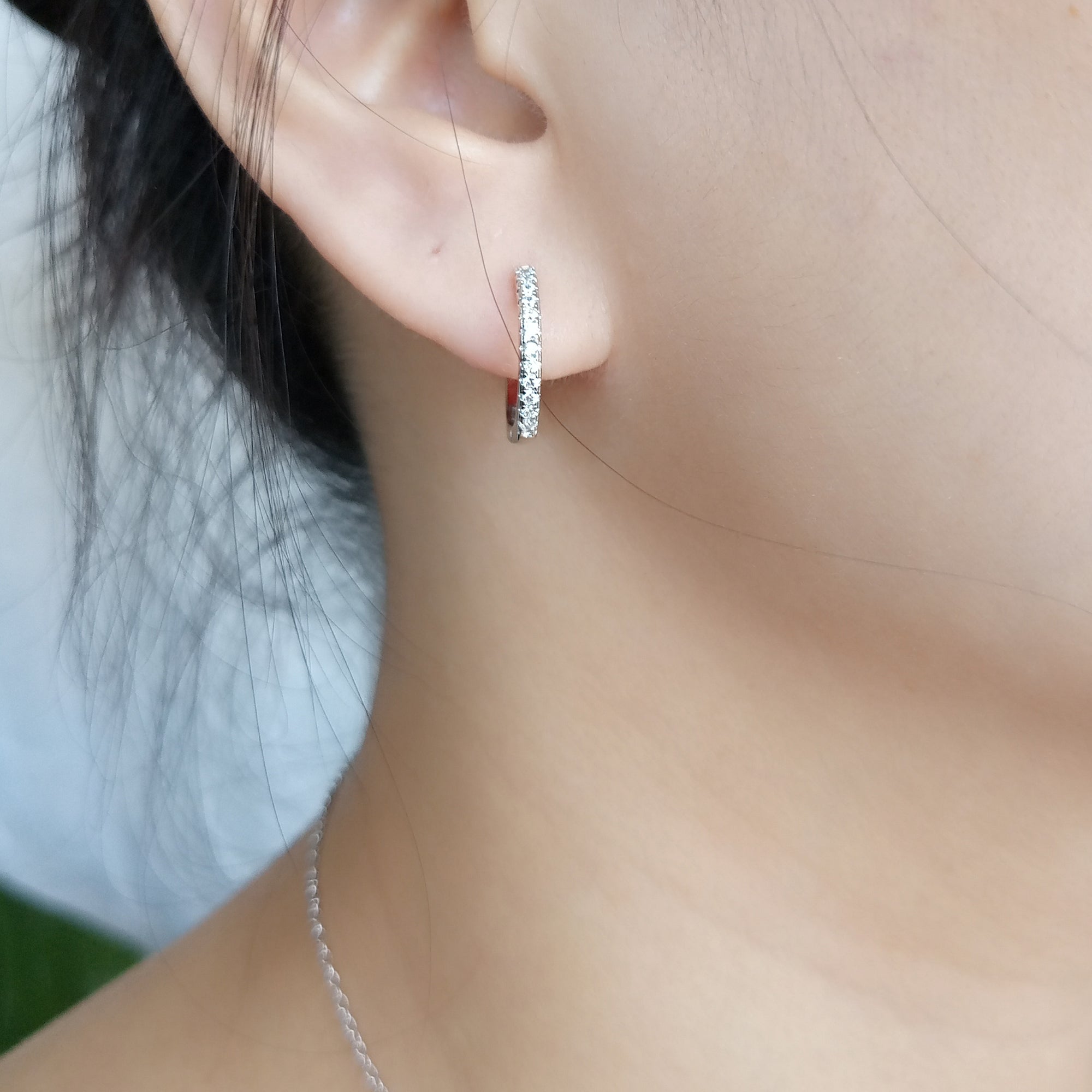 Silver Pavé Hoop Earrings