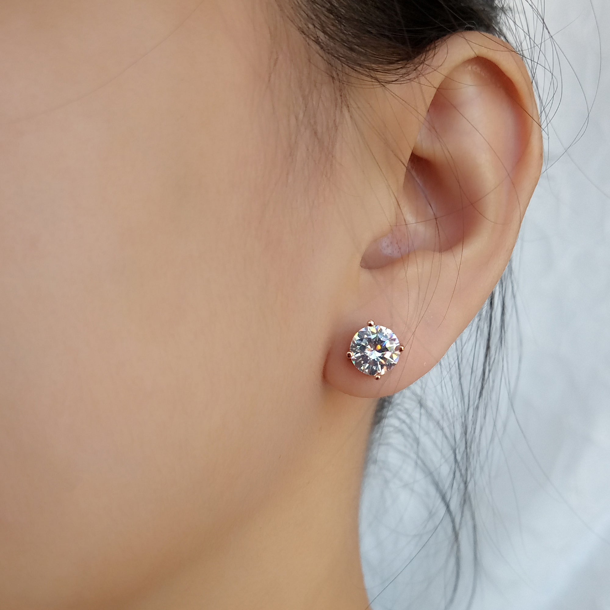 Rose Gold Solitaire Stud Earrings