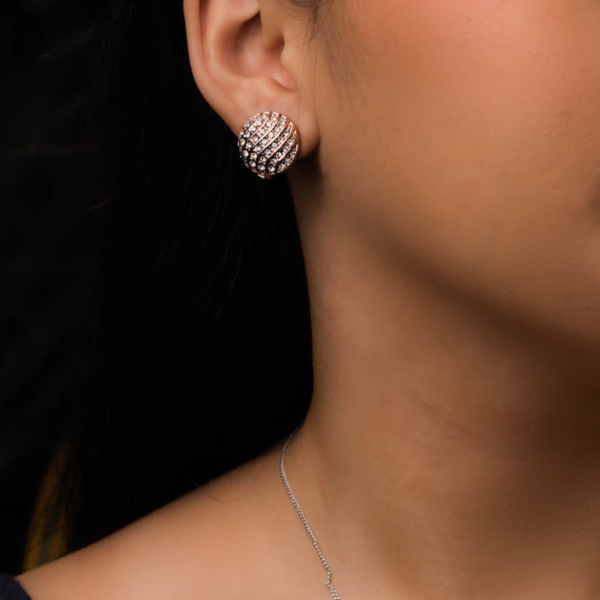 Gold Pavé Clip Earrings