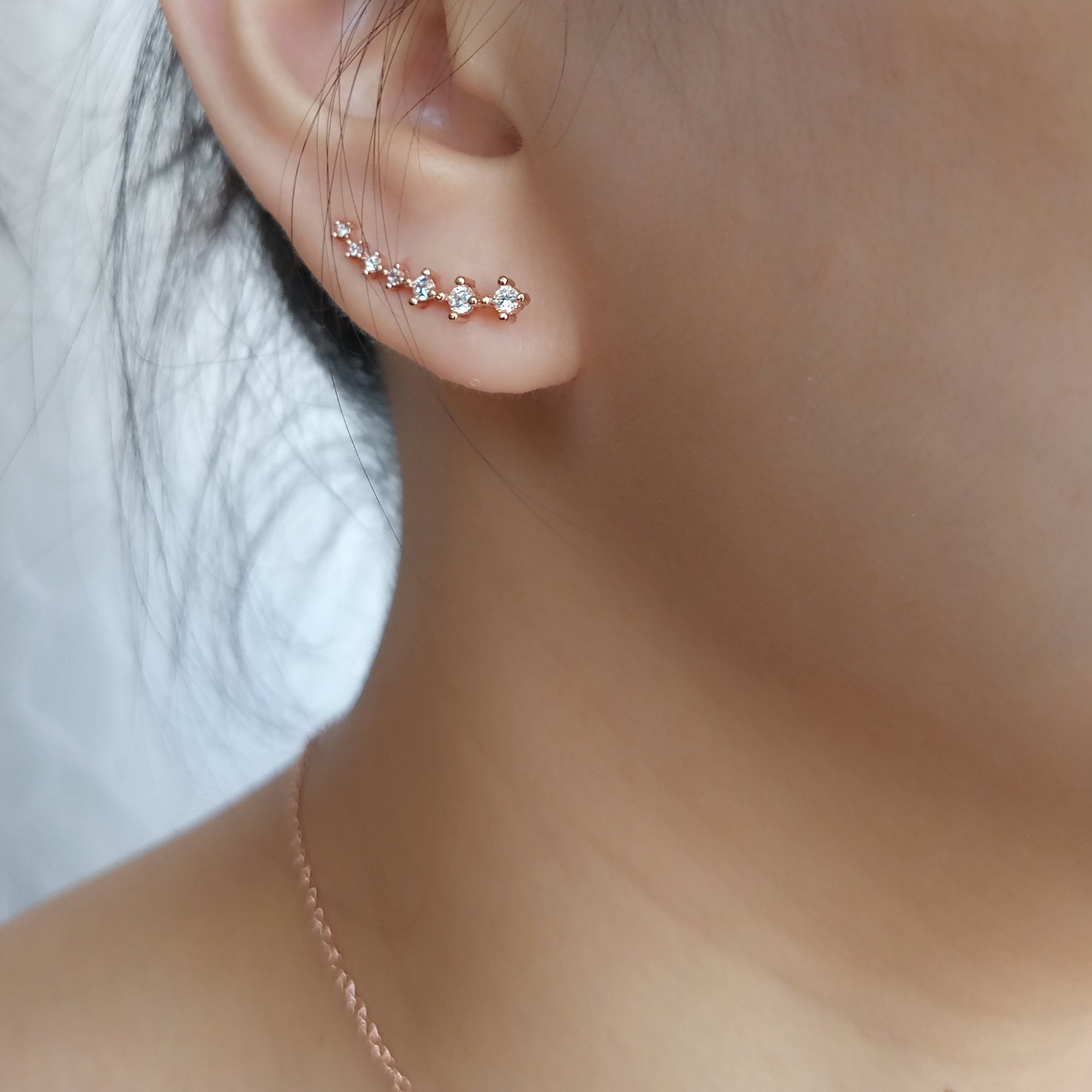 Rose Gold Ear Crawler Earrings