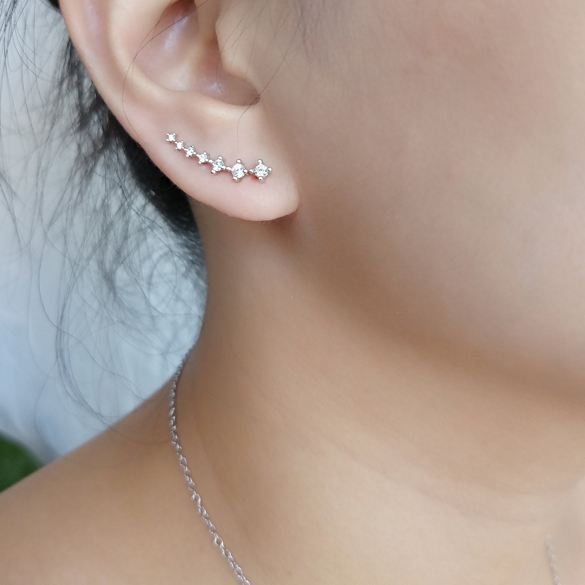 Silver Ear Crawler Earrings