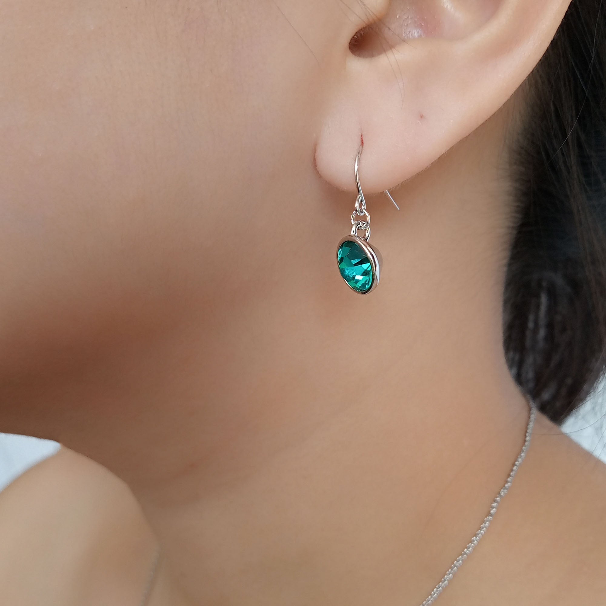 Blue Zircon Crystal Drop Earrings