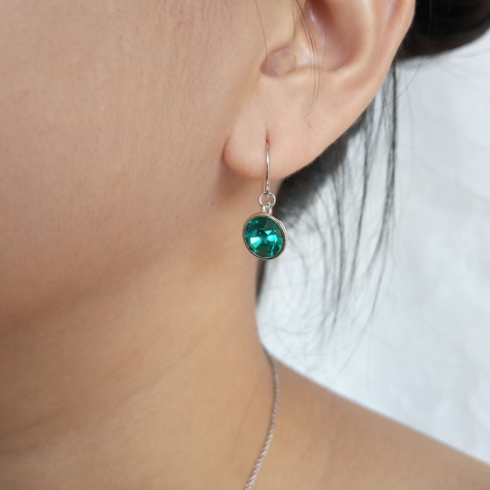 Blue Zircon Crystal Drop Earrings