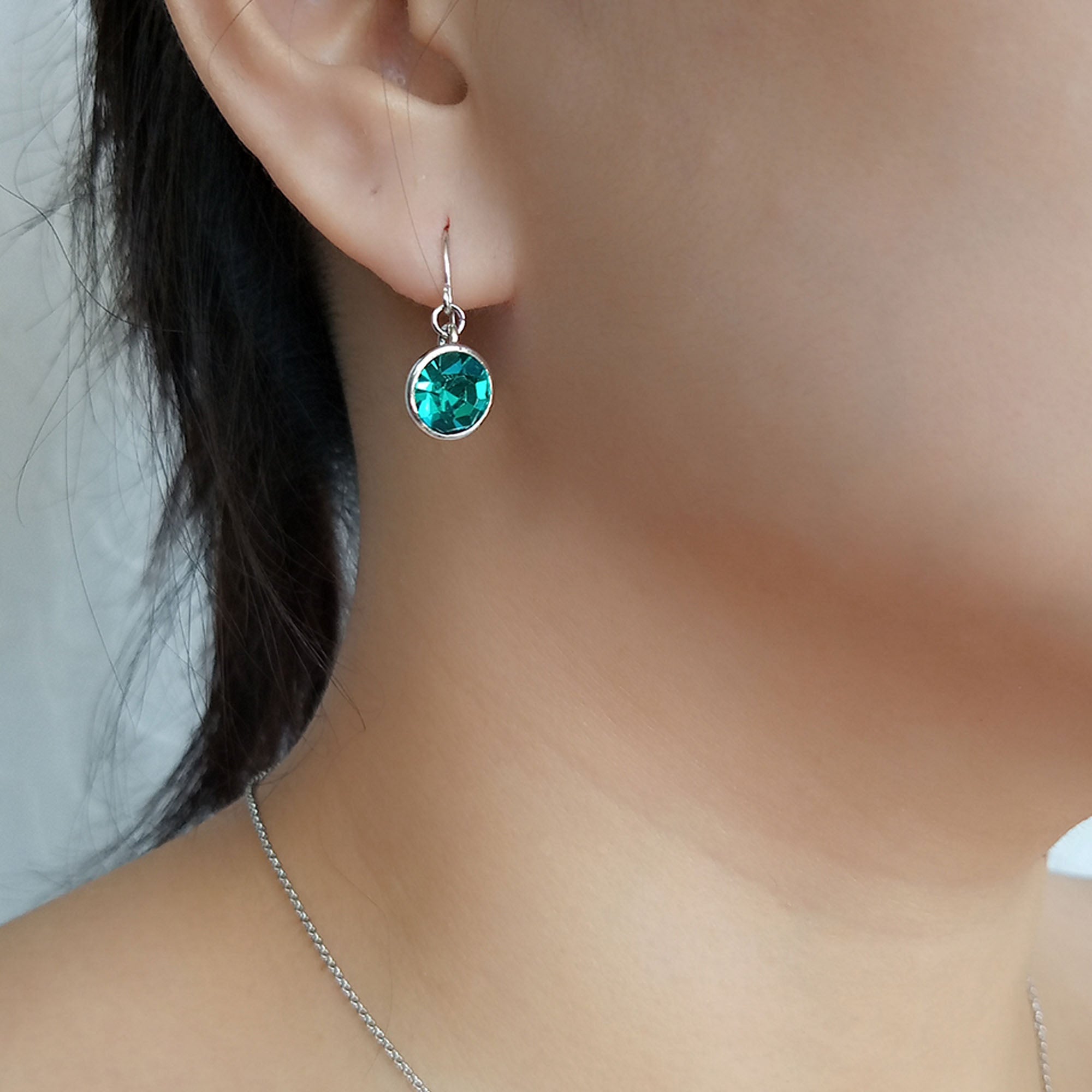 Blue Zircon Crystal Drop Earrings
