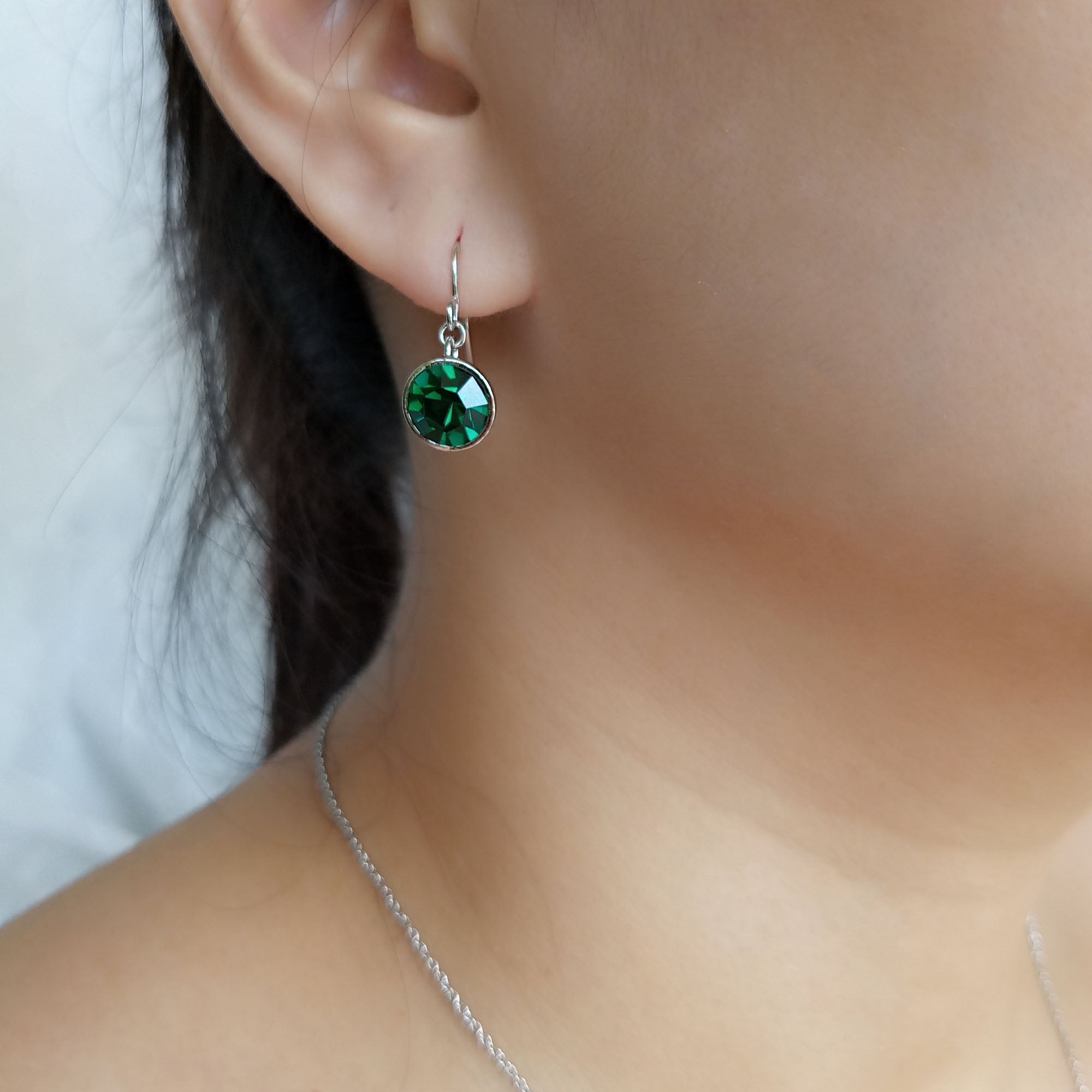 Emerald Crystal Drop Earrings