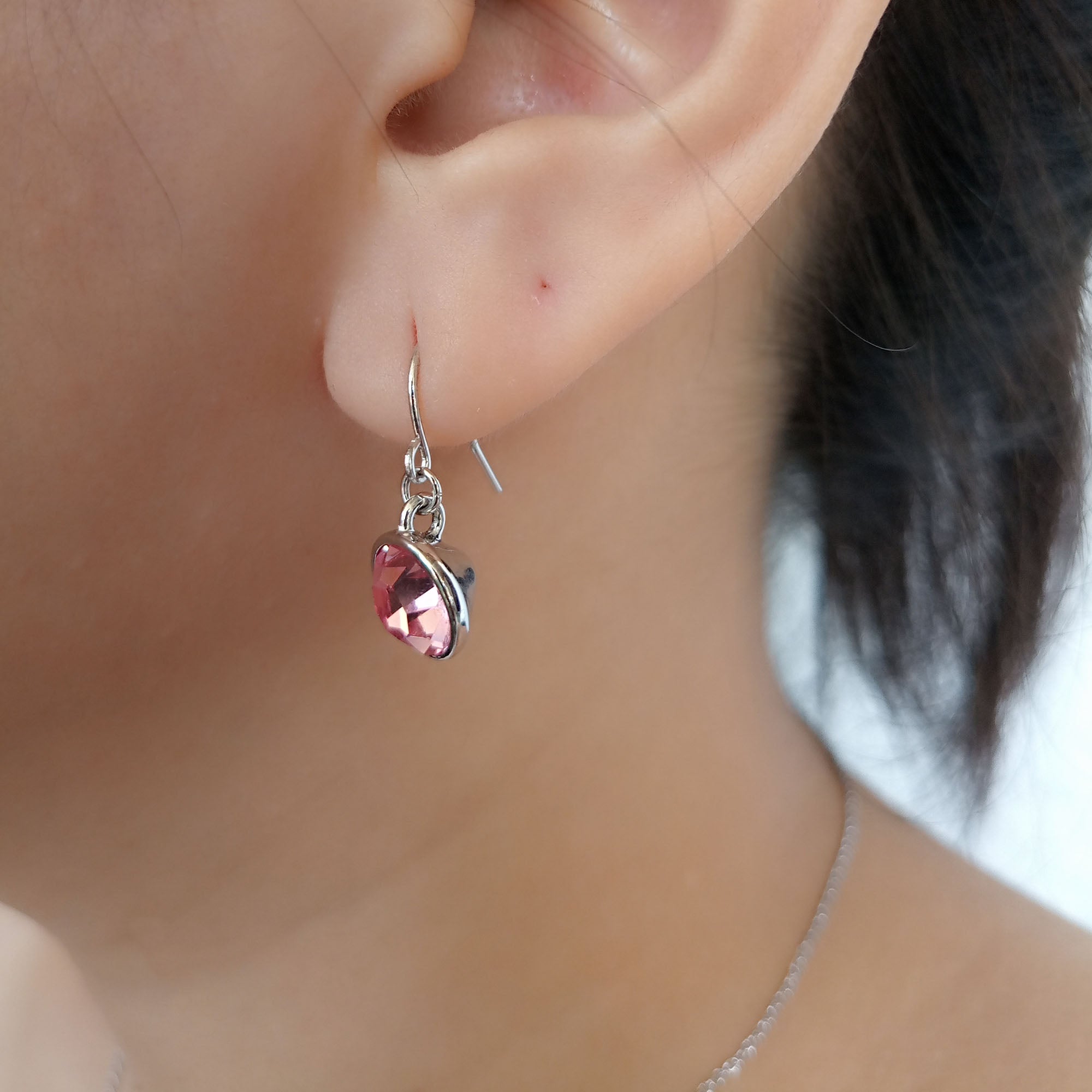 Light Pink Crystal Drop Earrings