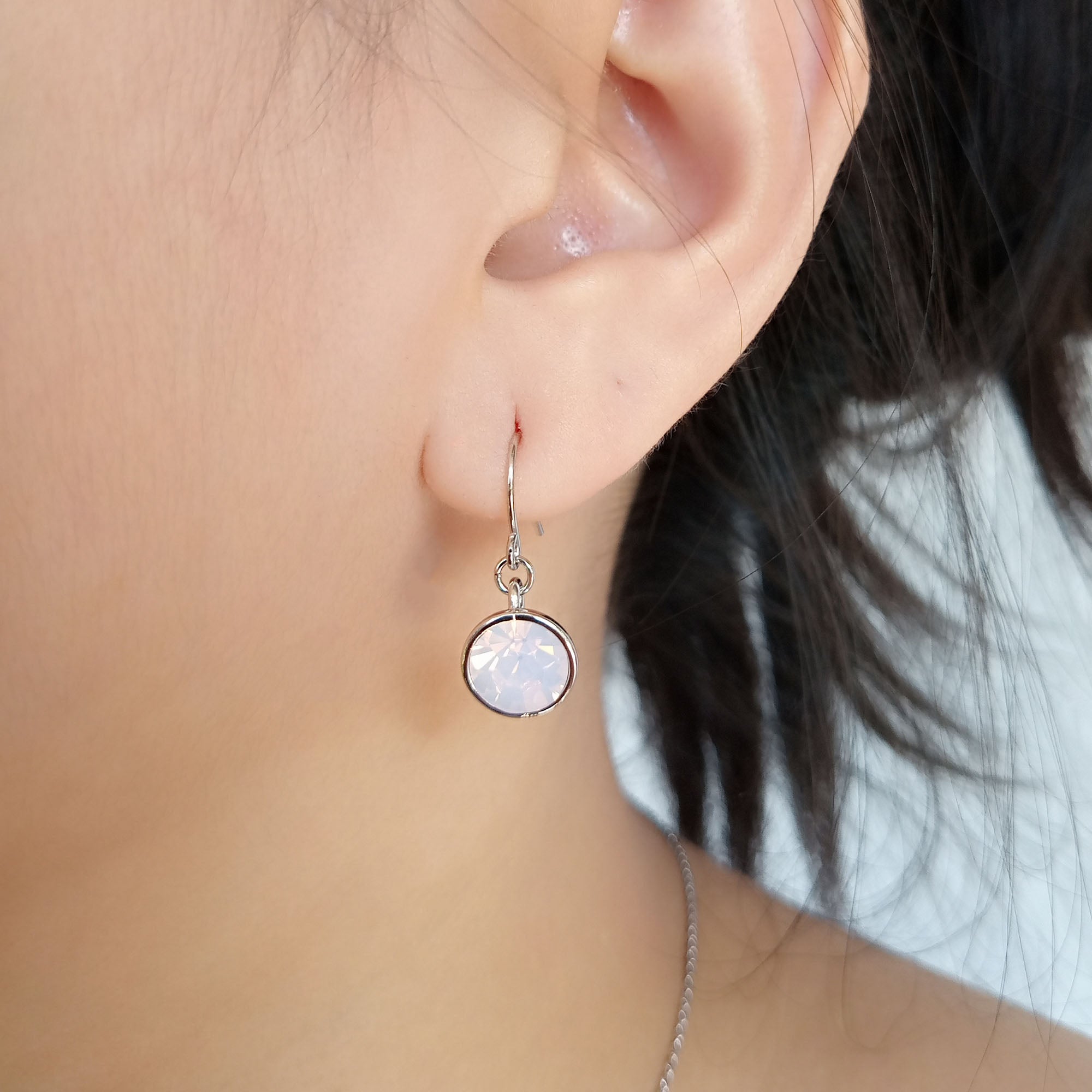 Rose Opal Crystal Drop Earrings