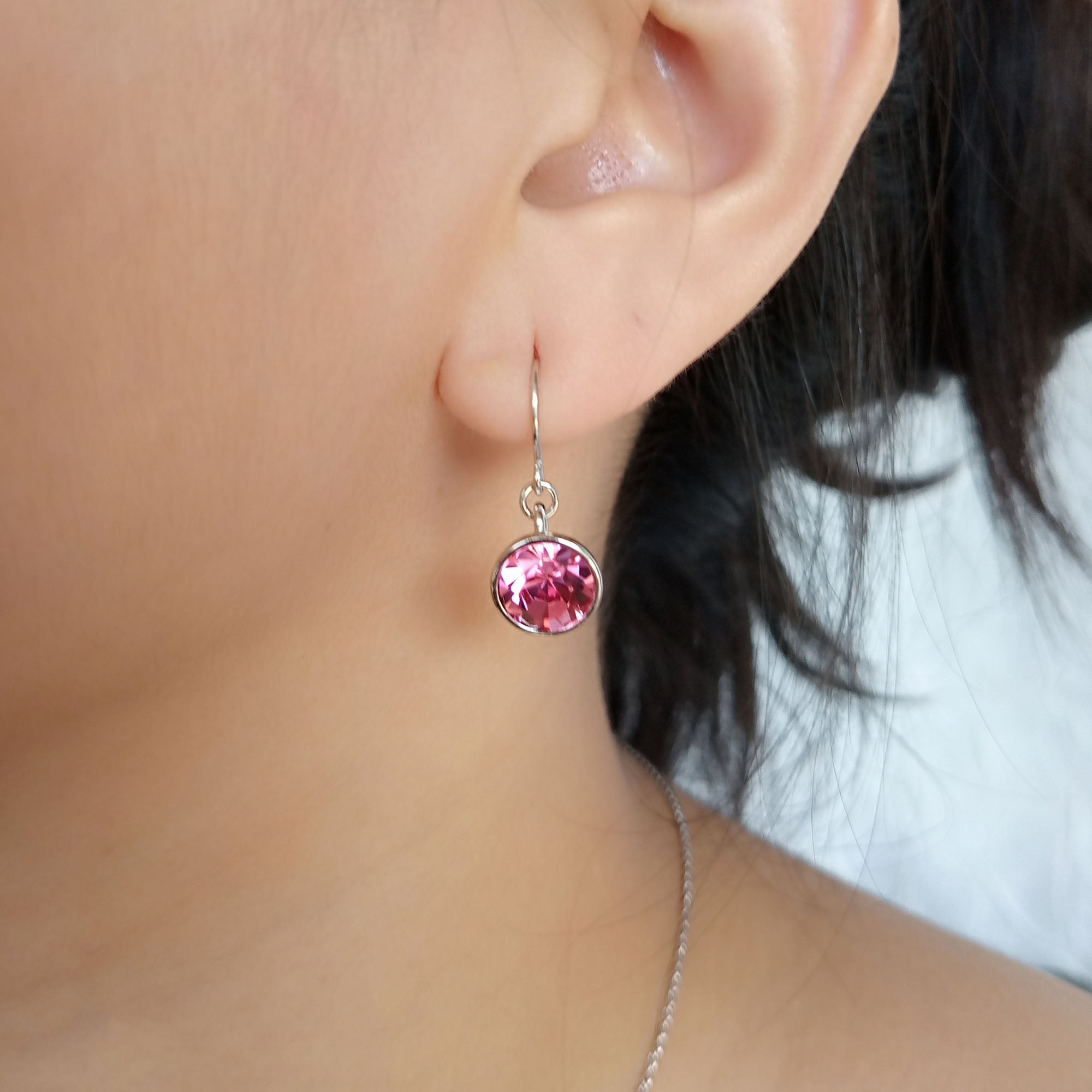 Rose Pink Crystal Drop Earrings