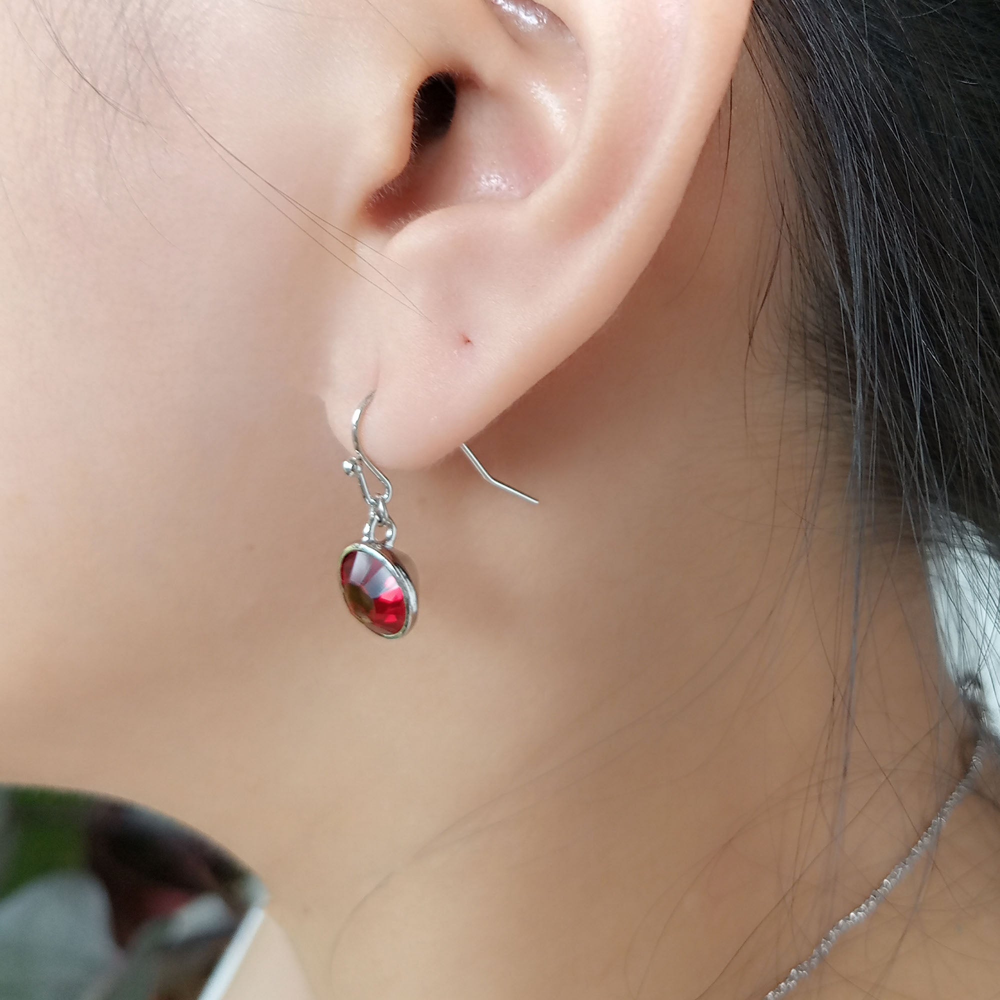 Siam Red Crystal Drop Earrings